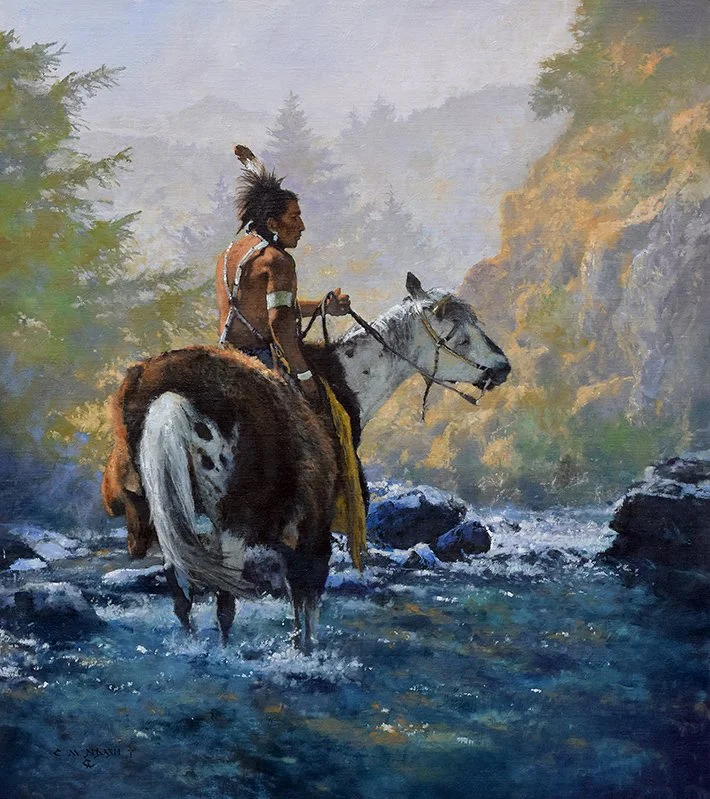  “As Morning Breaks”  Oil on Linen  36”h x 32”w Available at  Prix De West  National Cowby &amp; Western Heritage Museum Oklahom City, OK  June 12-13, 2026 