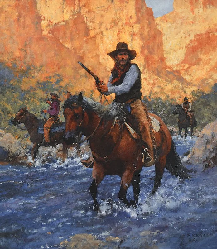  “Canyon River Riders”   Oil on Linen   32”h x 28”w Available at  Prix De West  National Cowby &amp; Western Heritage Museum Oklahom City, OK  June 12-13, 2026 