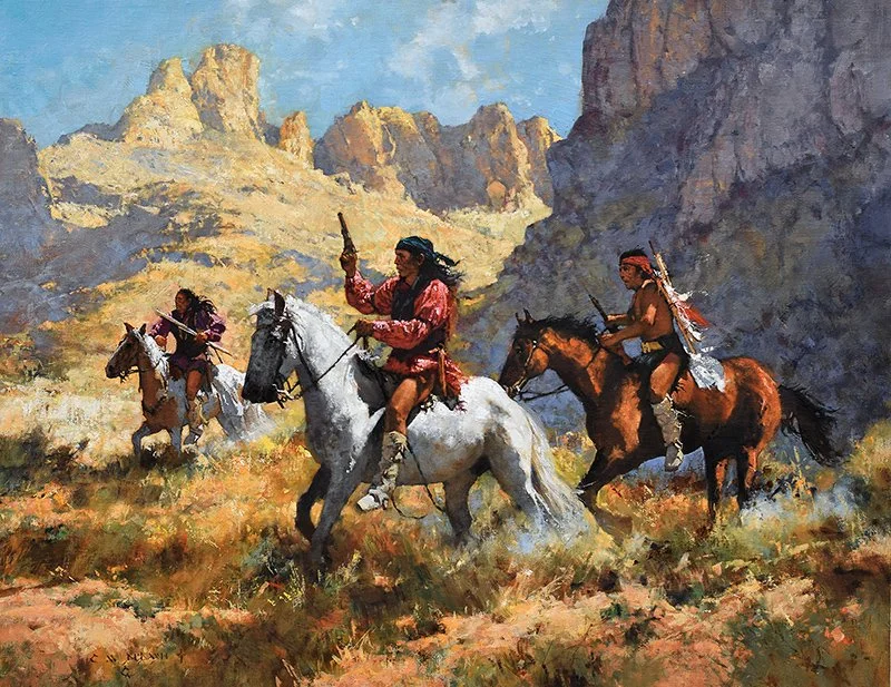  “Apache Run”  Oil on Linen  28”h x 36”w Available the  Cowboy Artists of America Show Oct 2-3, 2026  The Legacy Building, Denver, CO 
