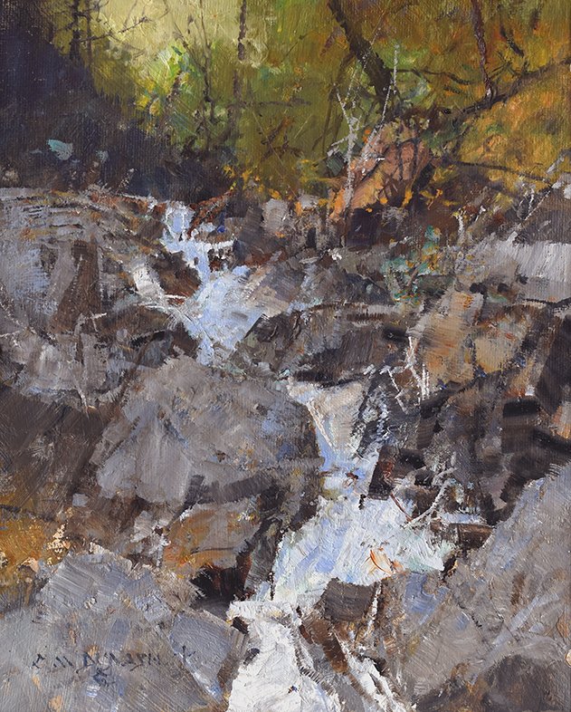  ****SOLD****  “Tumbling Water”  Oil on Linen   10”h x 8”w 