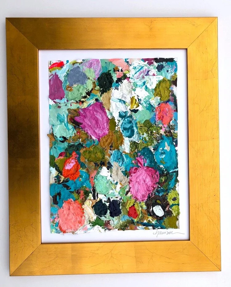 SPRING PALETTE 13 $375 19.5%22w x 23.5%22h Acrylic paint palette, framed (no glass)SOLD.jpg