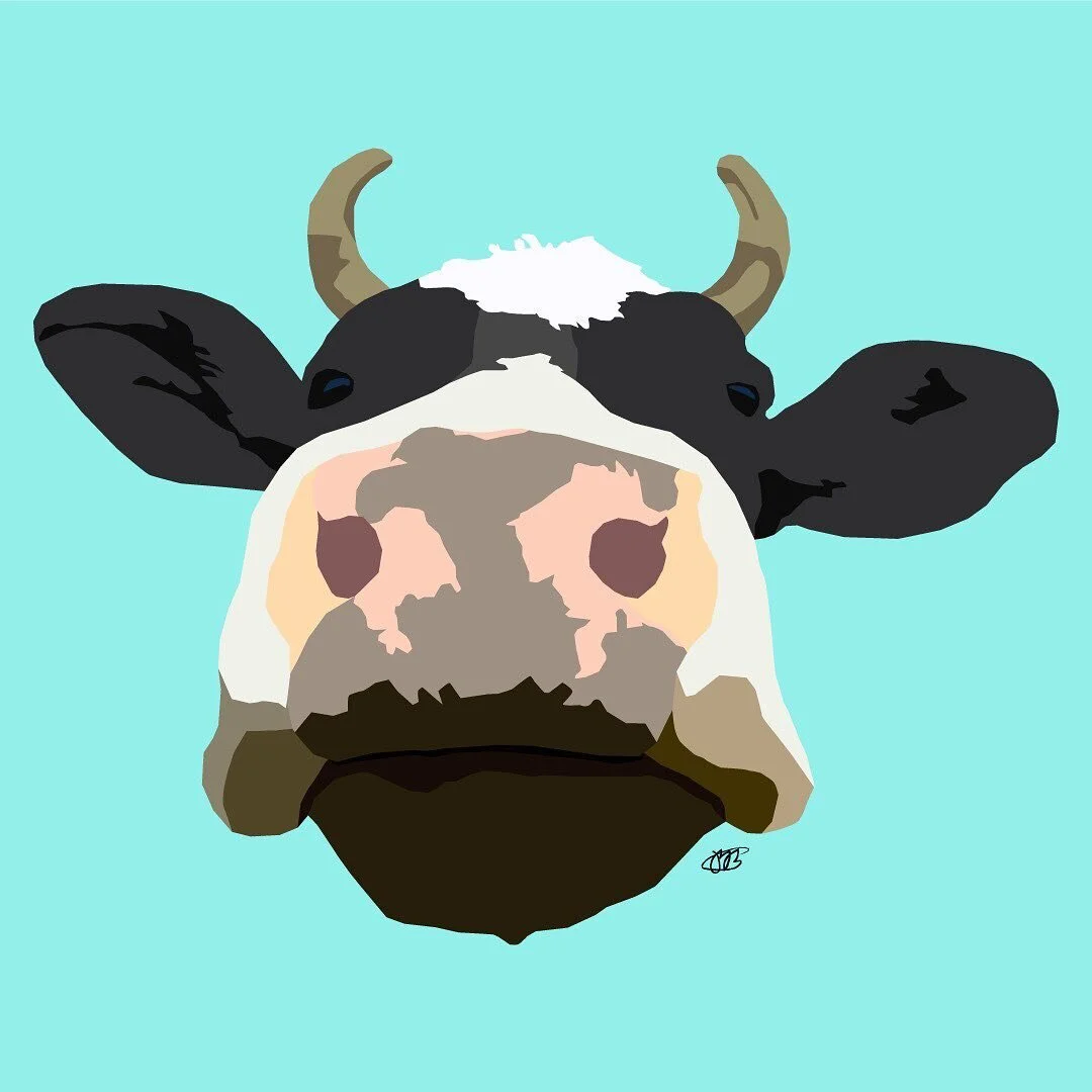 I kinda want to turn this into a large canvas painting #cow #illustration