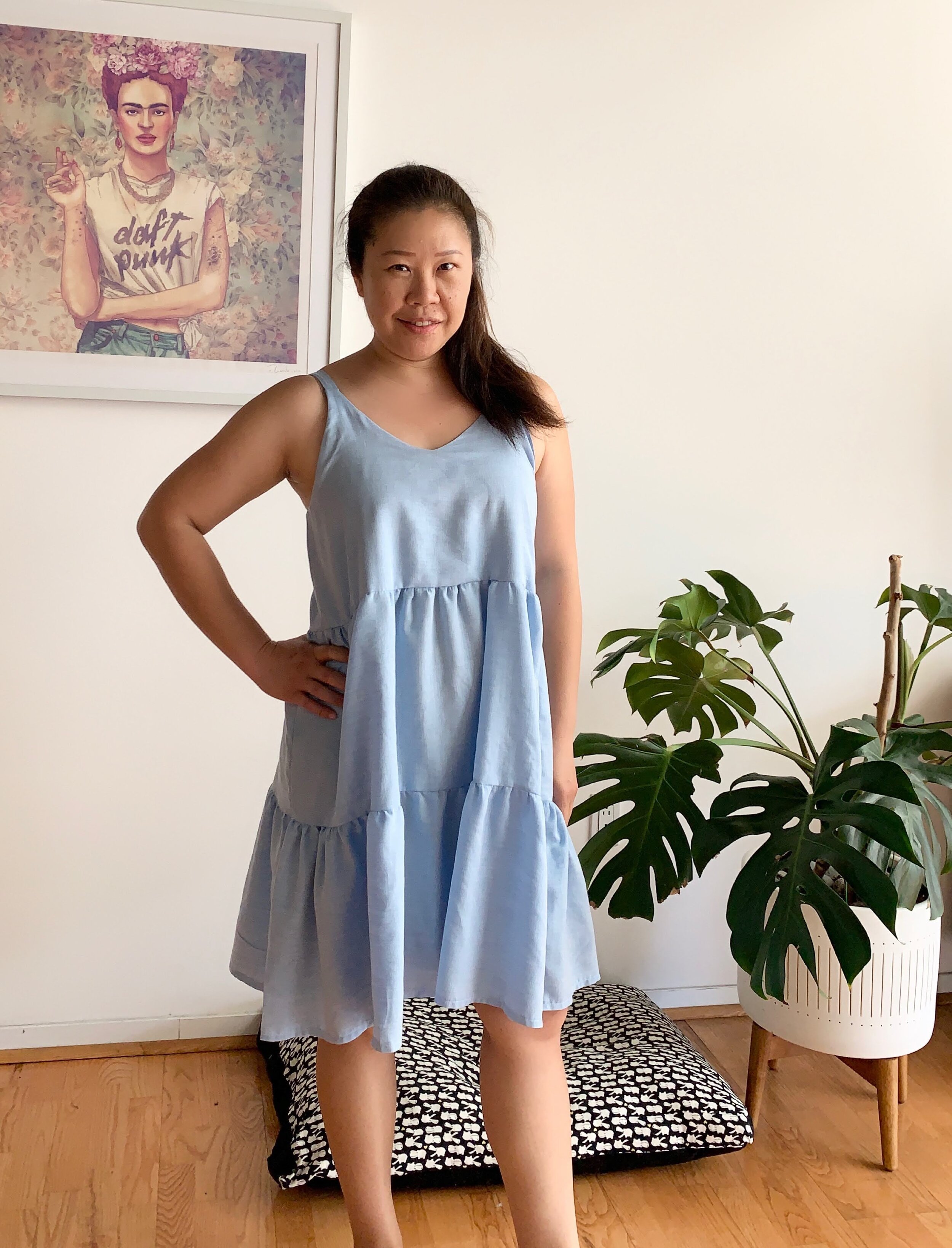 Navy Blue Mini Tiered Cami Summer Dress