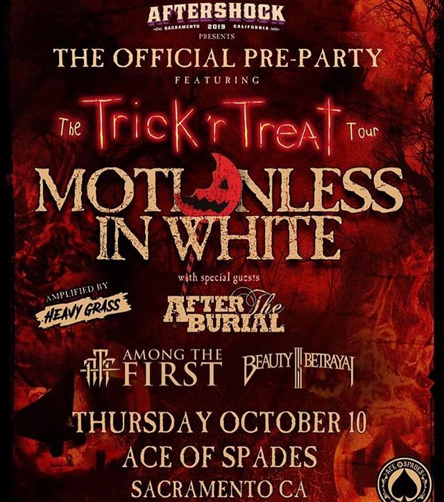 Just a few tickets left for the @aftershockfestival pre-party at @aceofspadessac with @miwband @aftertheburial and our friends @amongthefirstofficial and @beautyisbetrayal tomorrow! Hit us up!
