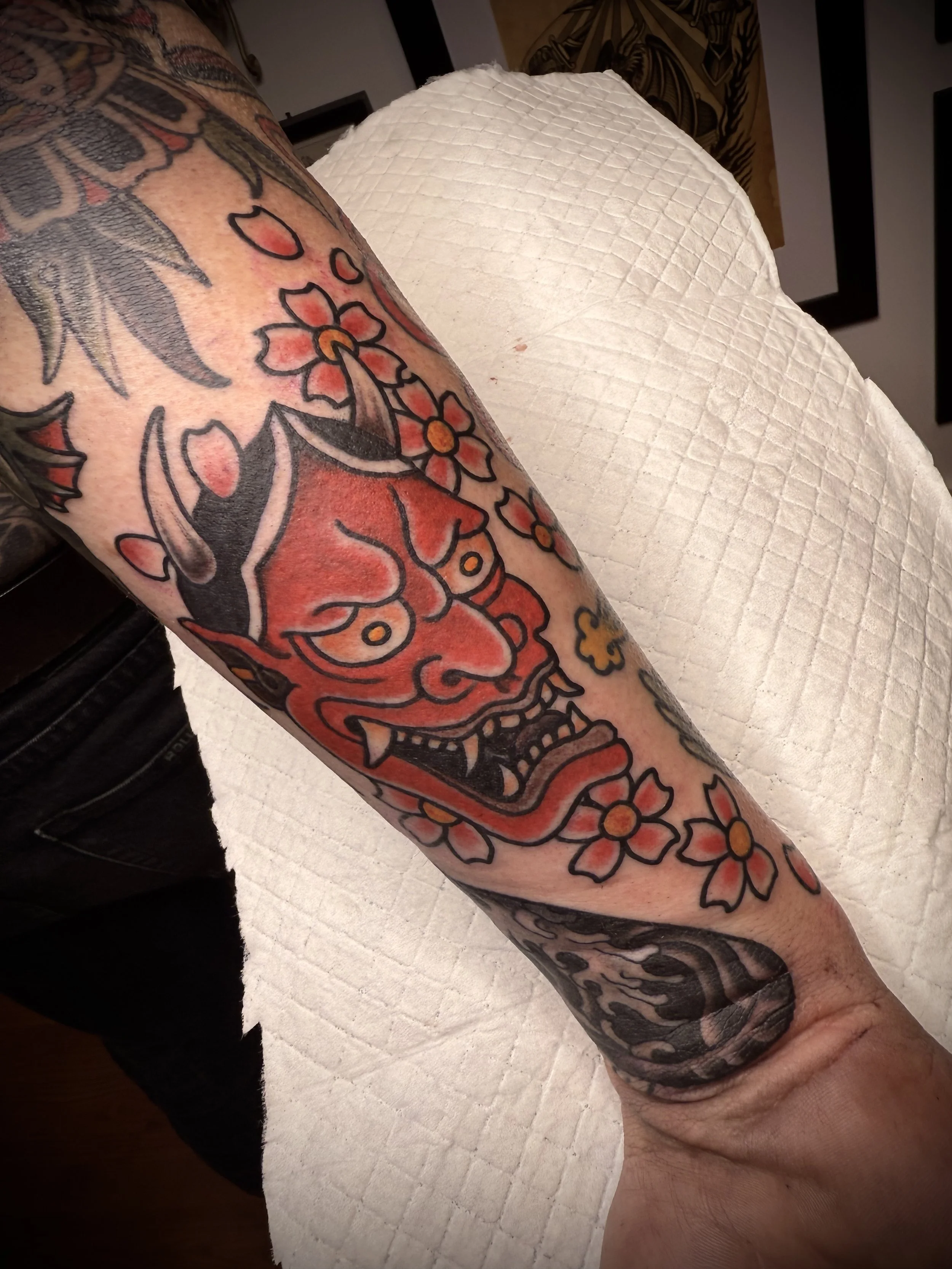 traditional hannya colour tattoo central coast
