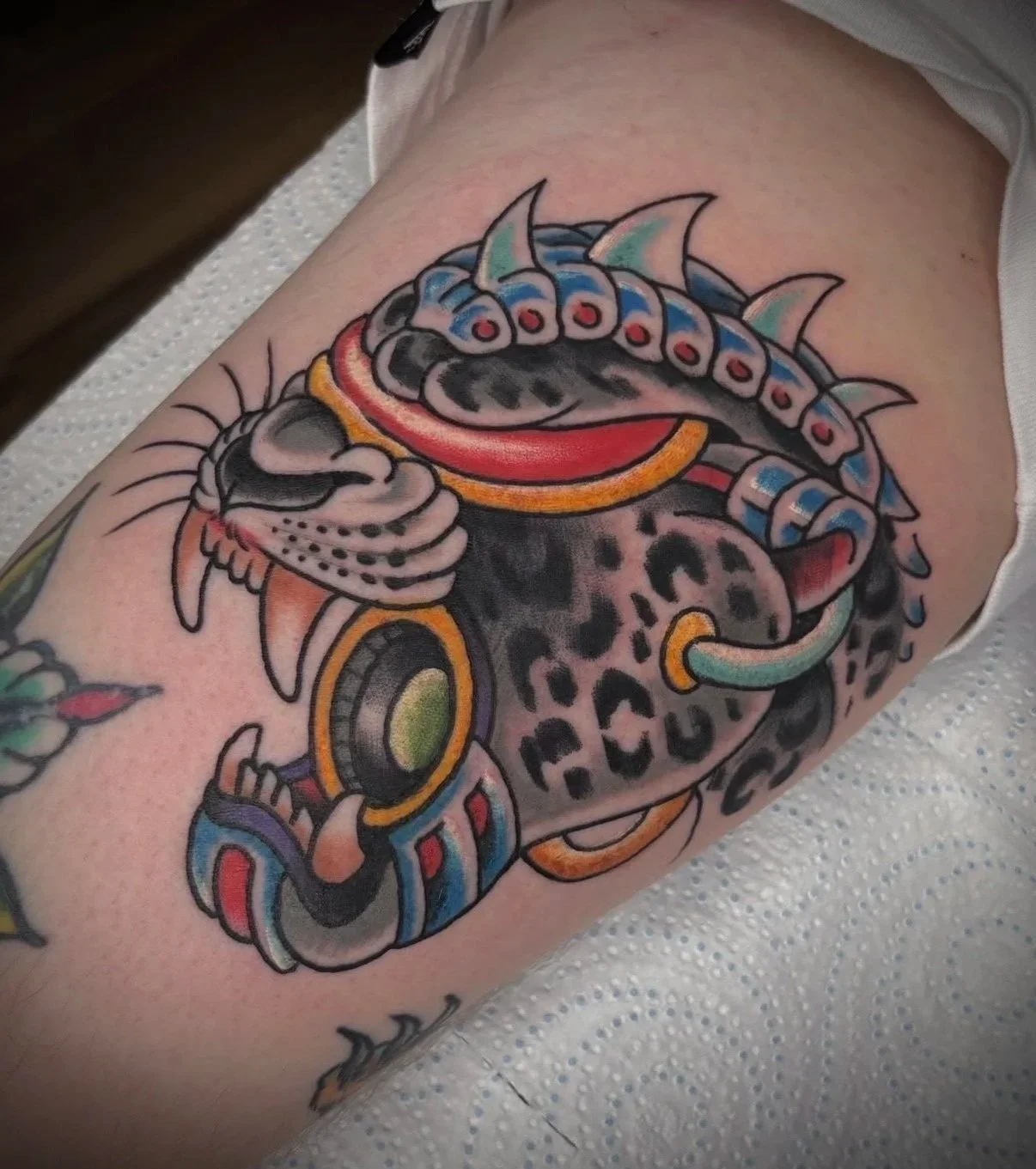 colour cyber leopard central coast tattoo studio guest artist