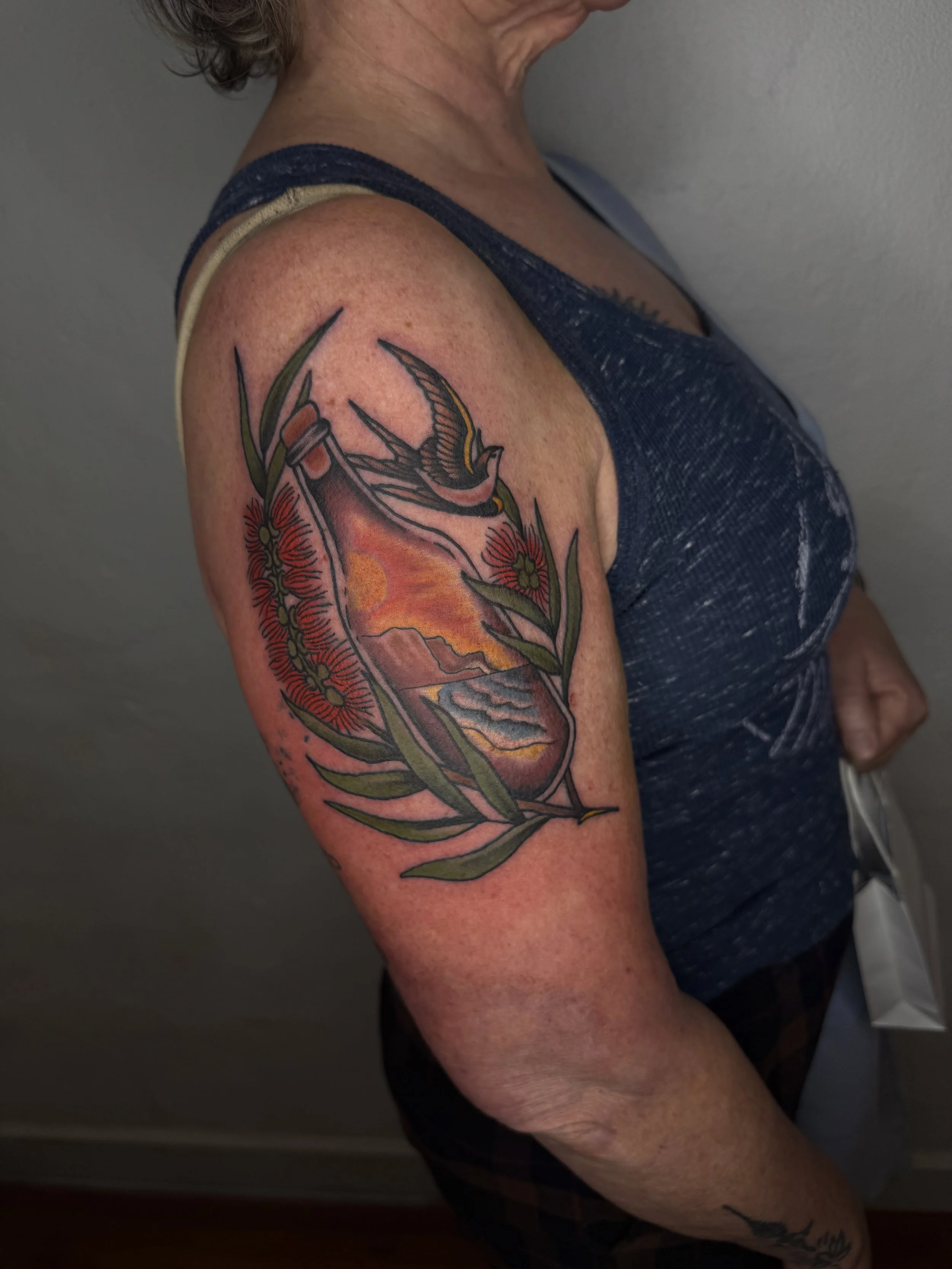 colour bold tattoo bottle brush sunset bottle tattoo