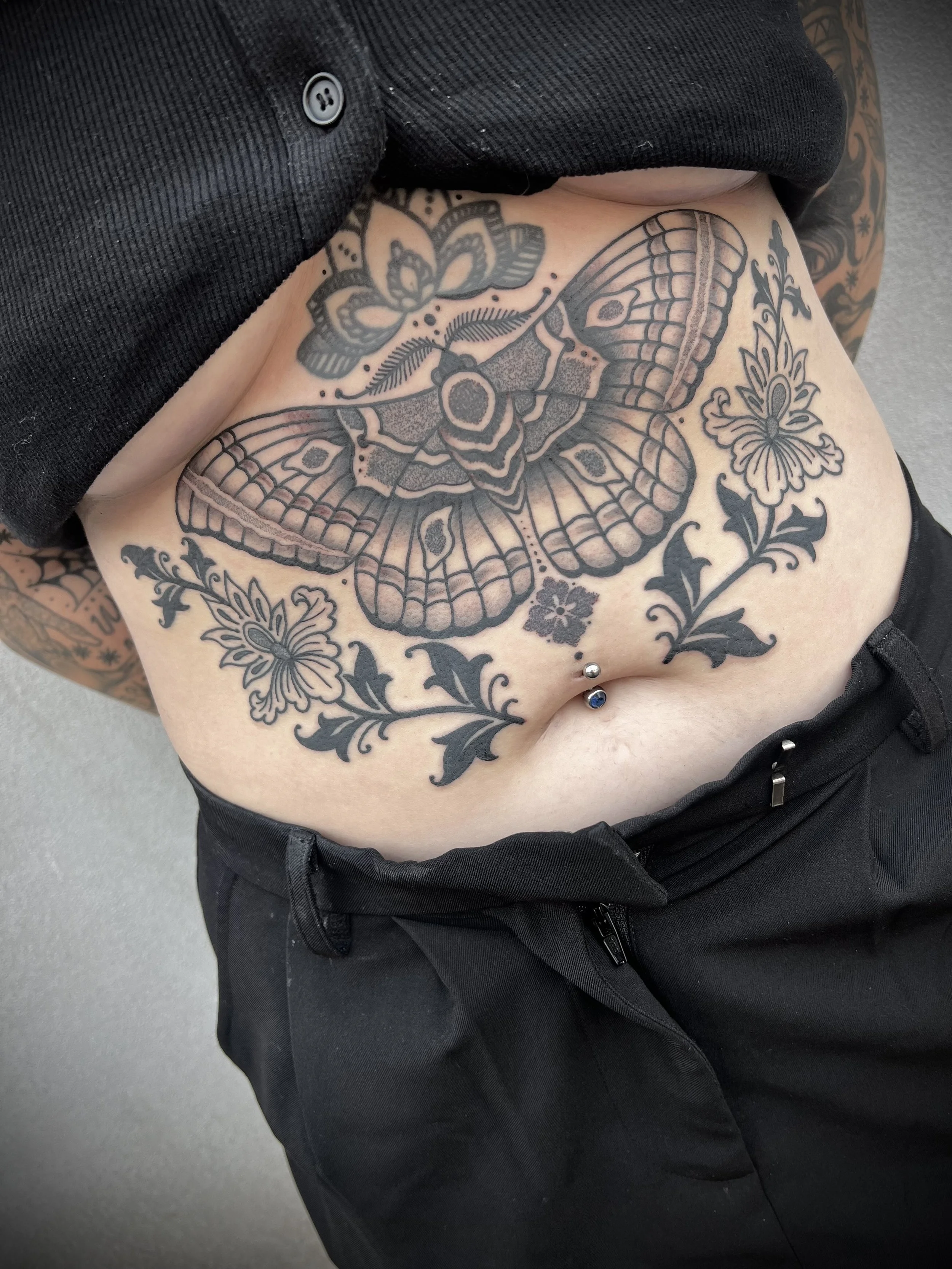 traditional moth on the stomach