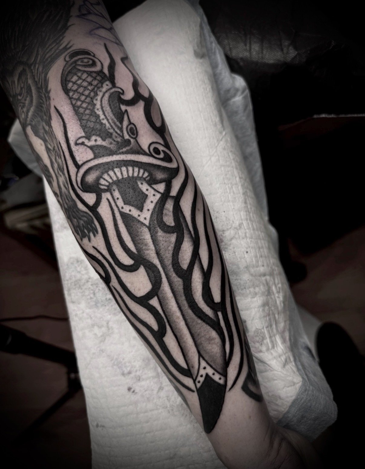 traditional dagger tattoo traditional bold tattoo design Australia