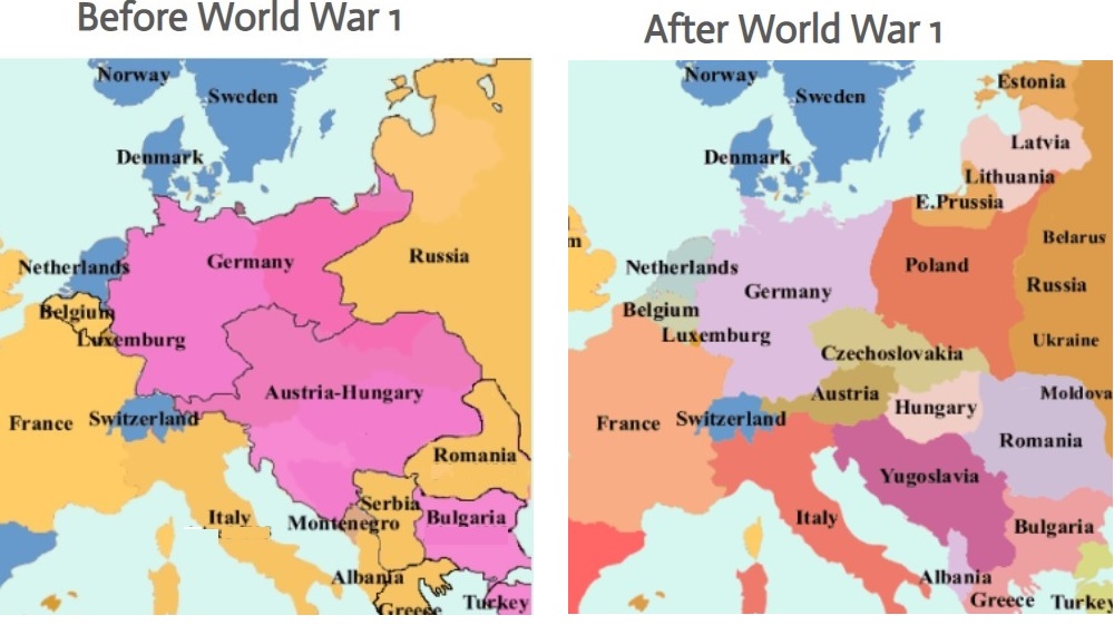 A Map Of Europe After World War 1 Topographic Map Of Usa With States