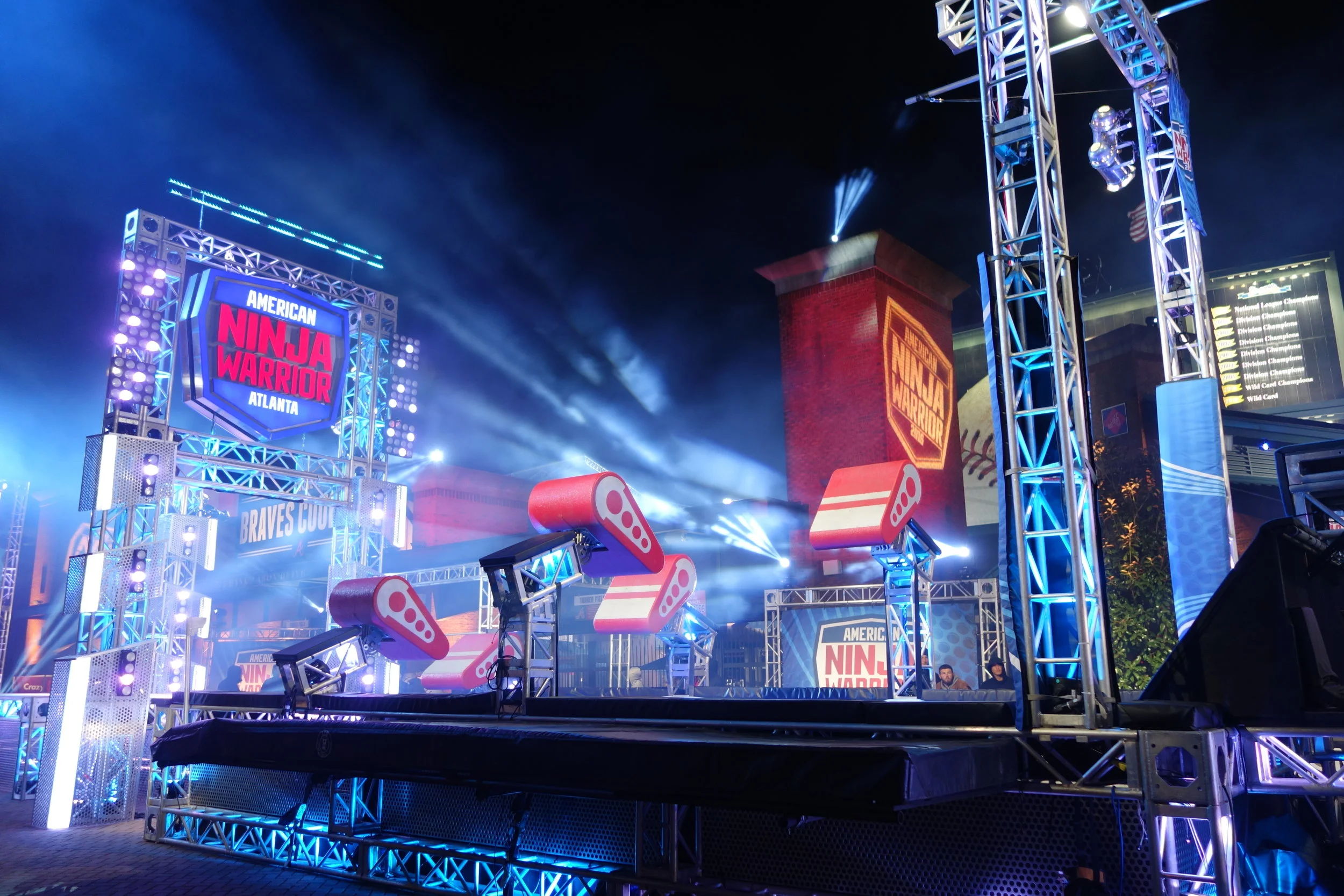  Atlanta in the regional qualifiers in Season 8, My first year as the PD on the show.  The lit,  perforated metal designs on the starting line were one of my added elements 