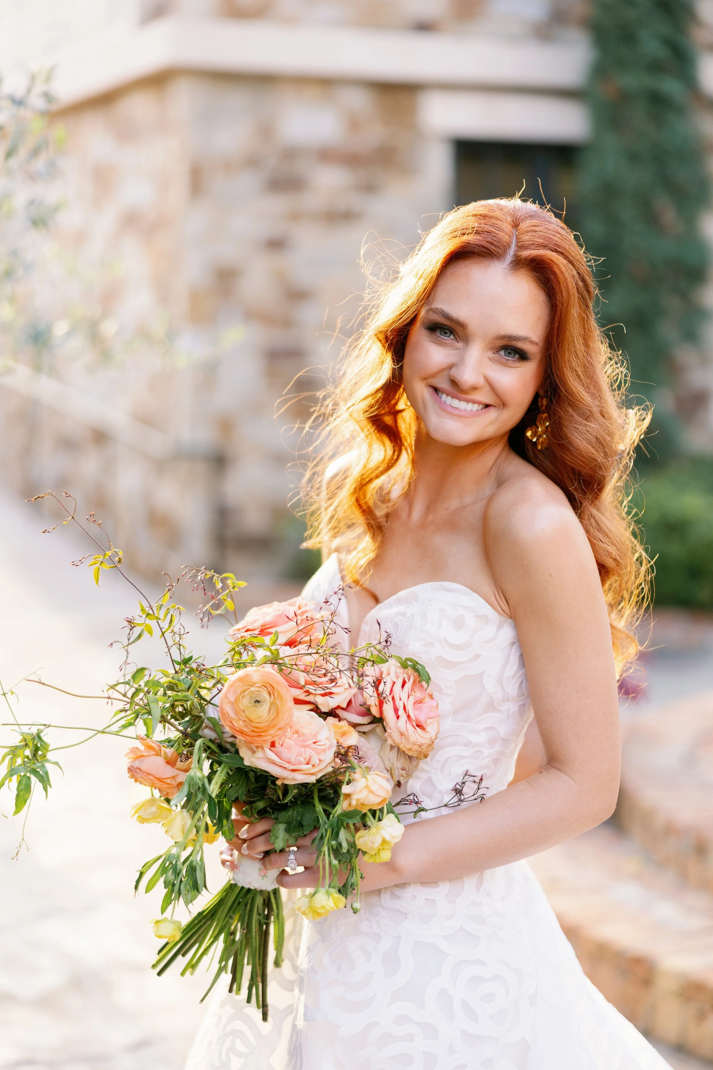 bridal portrait with colorful flowers at bella collina in orlando