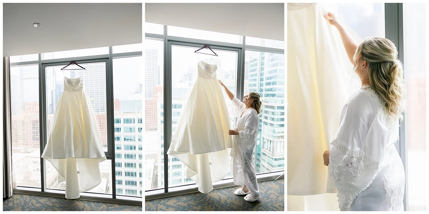  bride getting ready downtown chicago hotel 