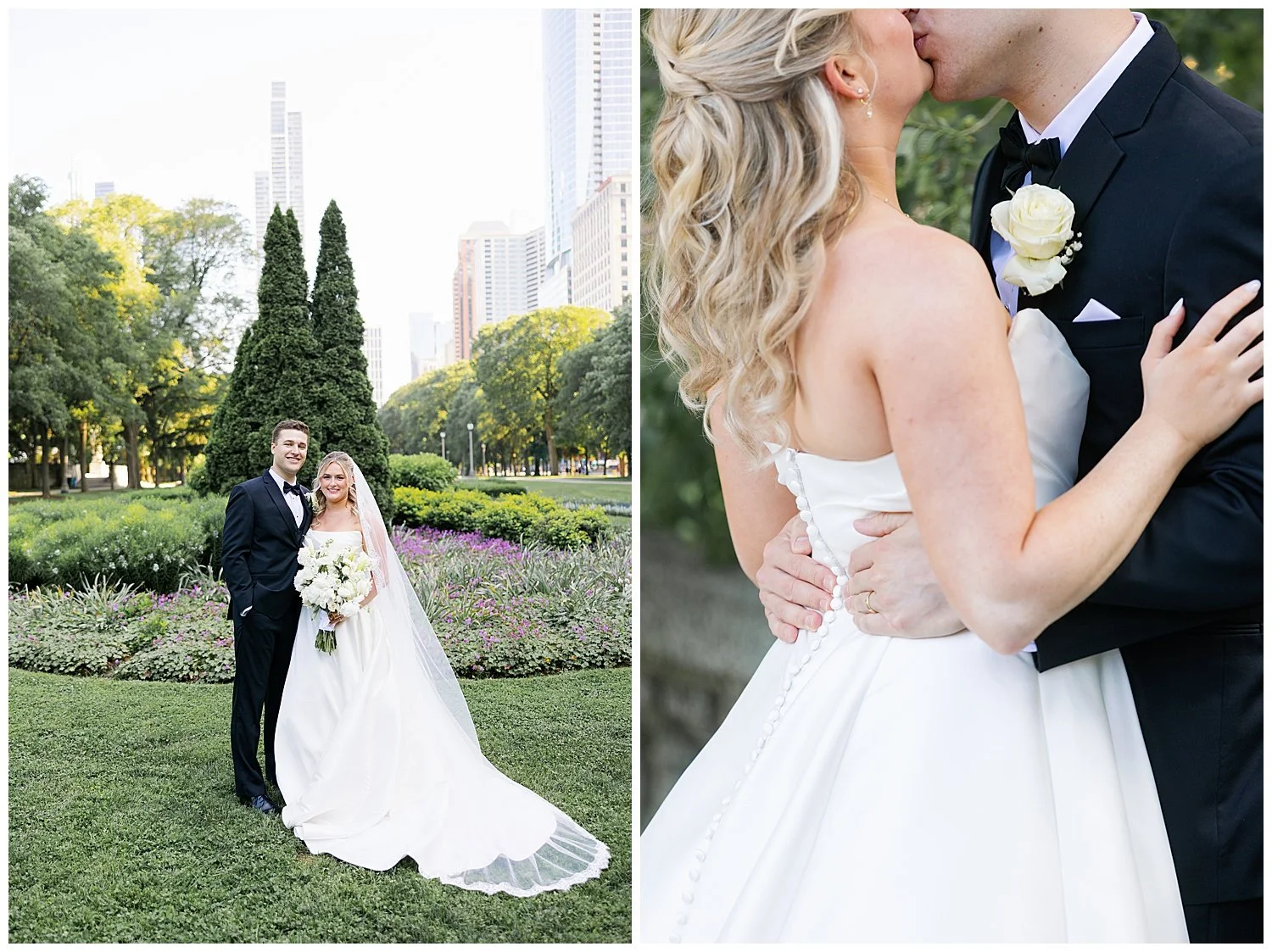 downtown chicago wedding bride and groom photo