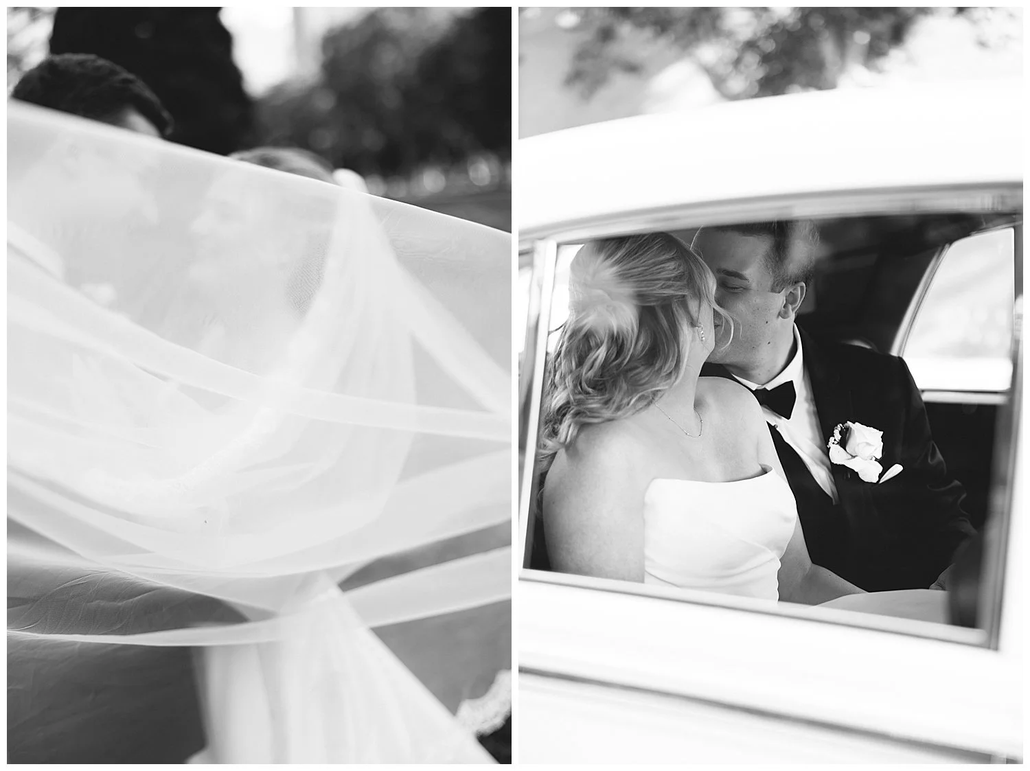 vintage car chicago wedding day portrait
