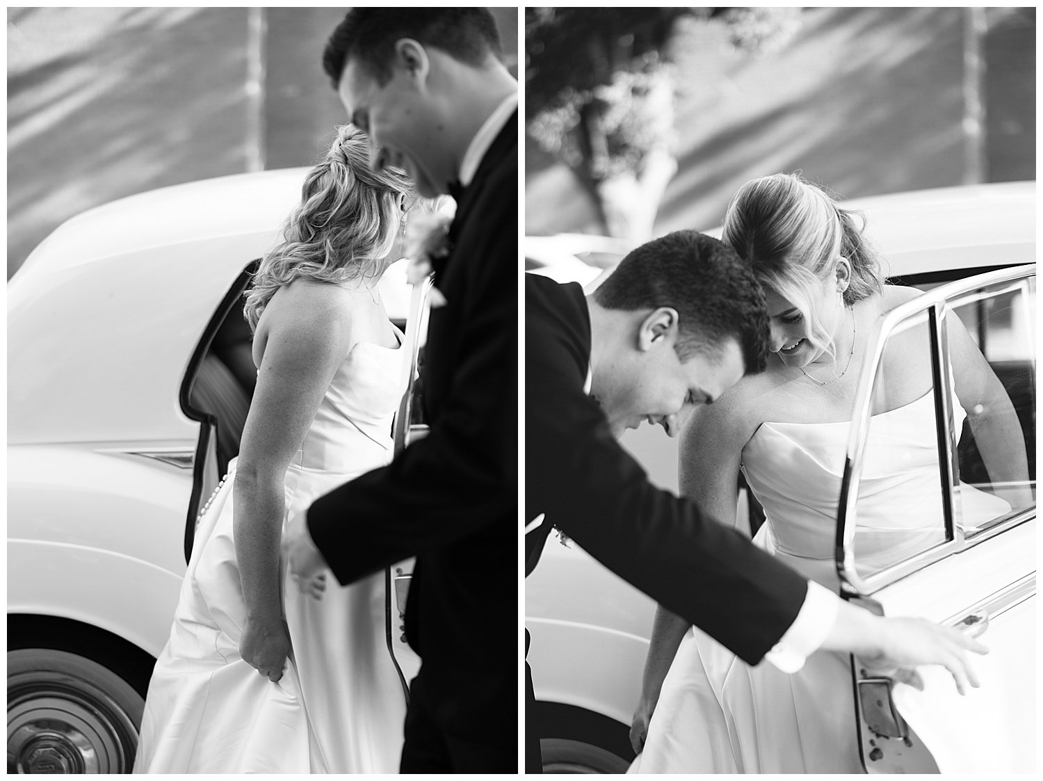 vintage car chicago wedding day portrait