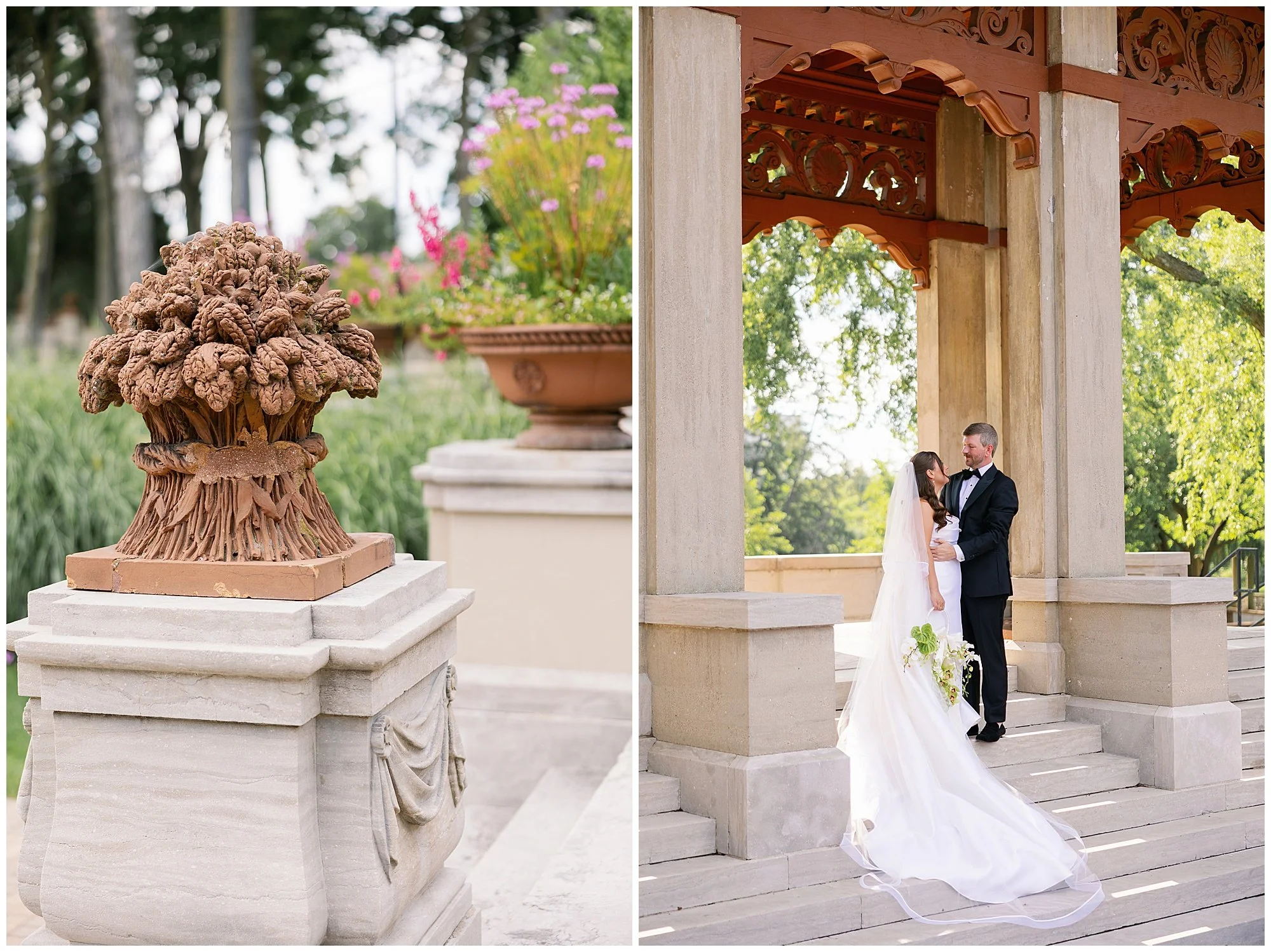 armour house lake forest bride and groom portrait