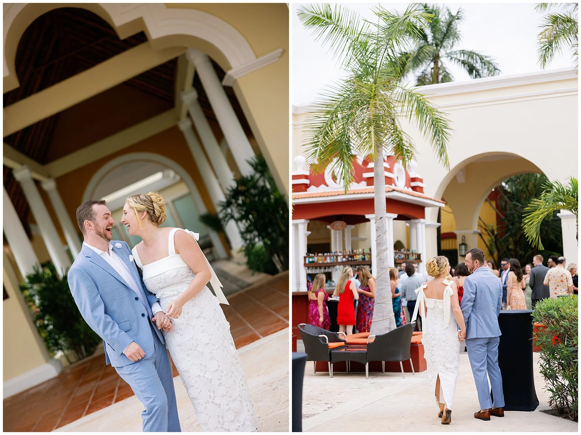  couple walking into cocktail hour at valentin imperial resort in riviera maya 