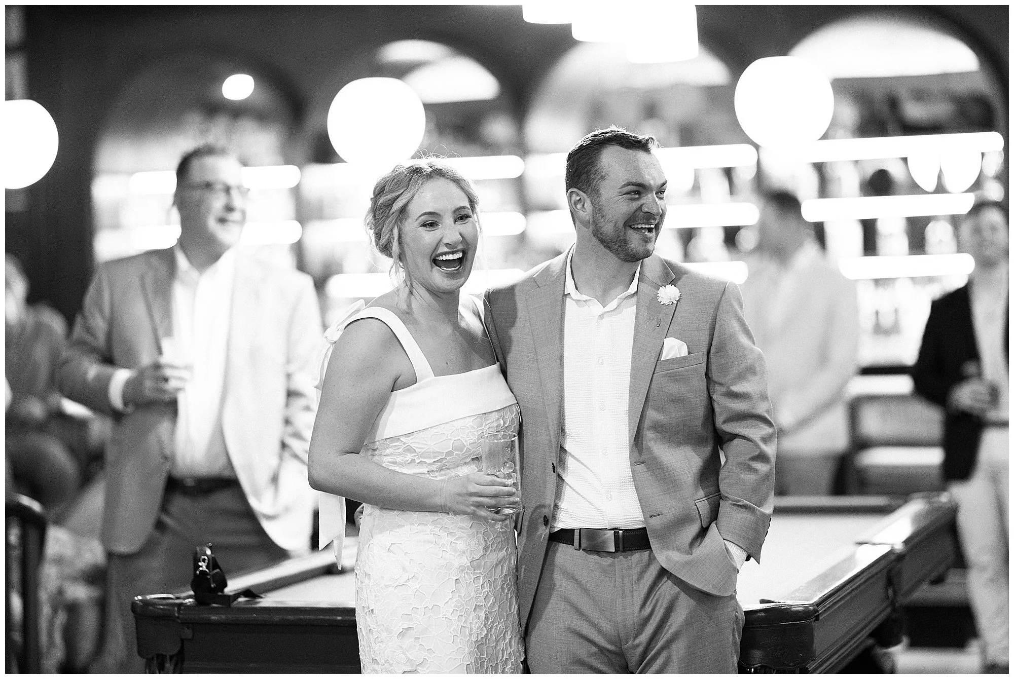  bride and groom laughing at toasts at valentin imperial resort in riviera maya 