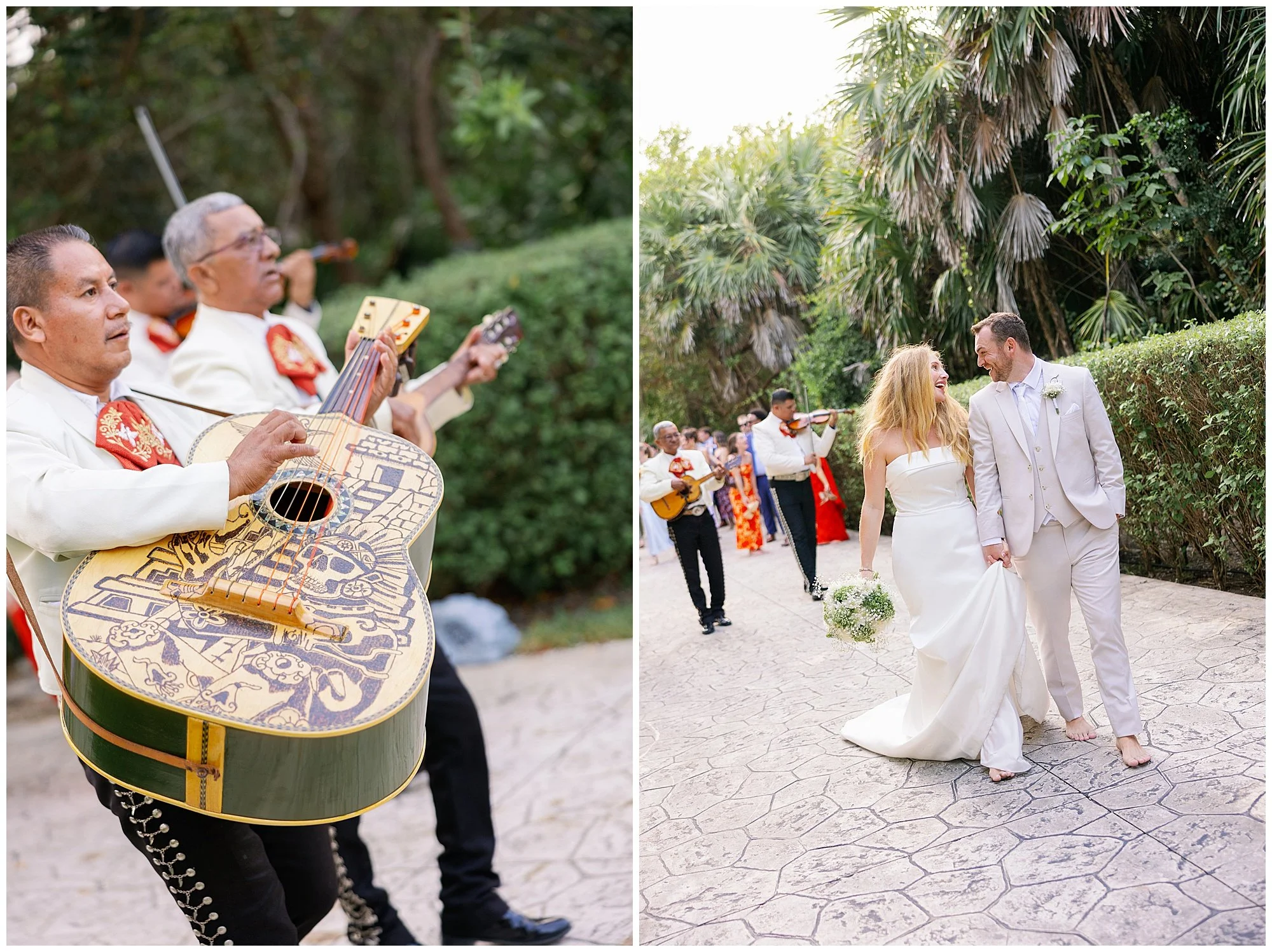  bride and groom with mariachi band at valentin imperial resort in riviera maya 