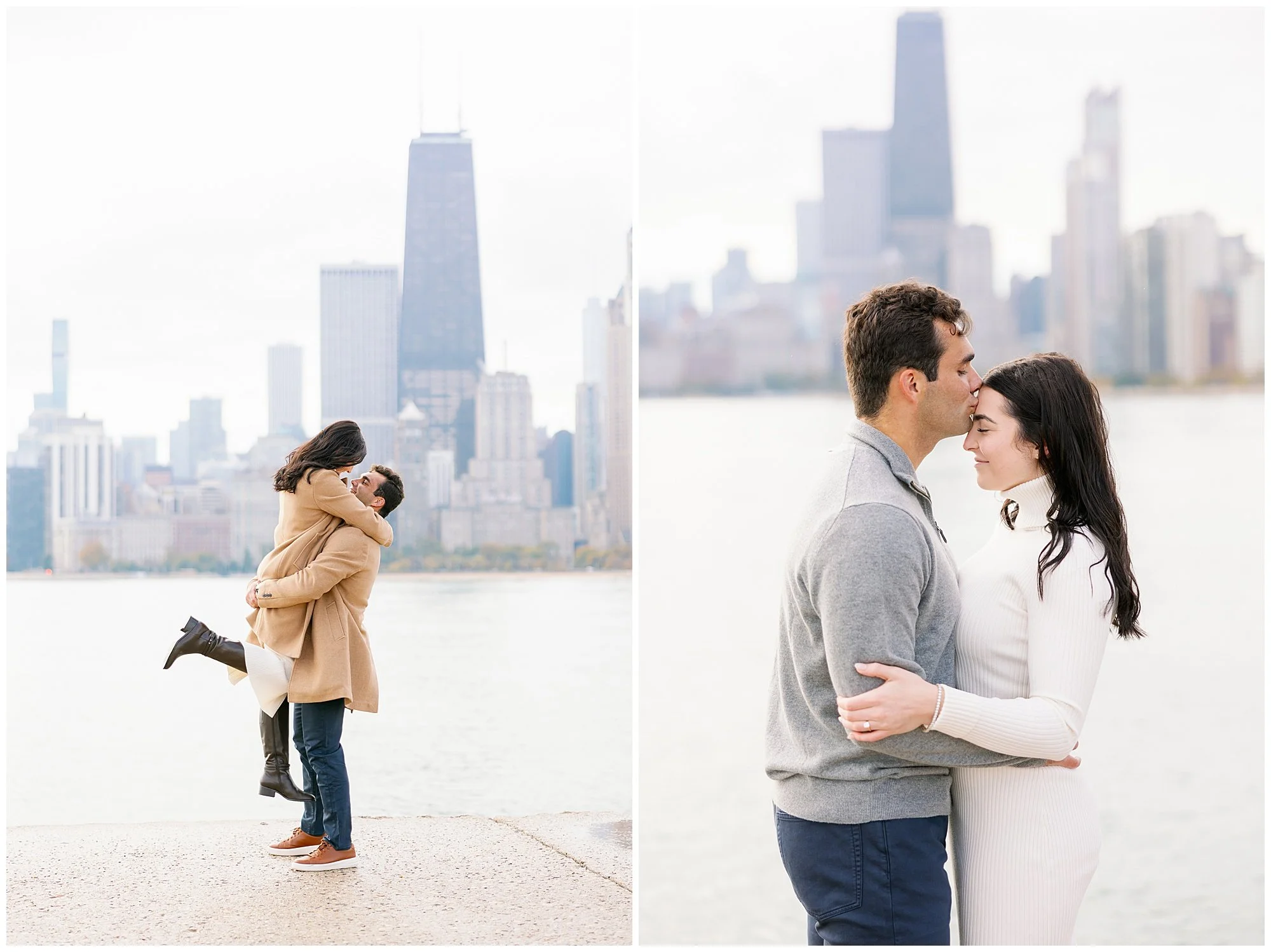  couple kissing at north avenue beach 