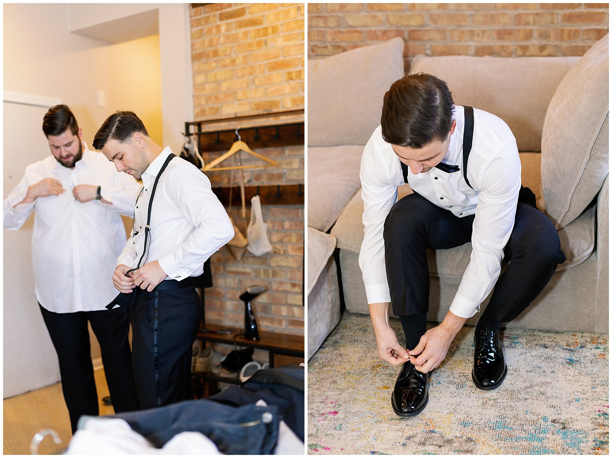  groom getting ready for rockwell on the river wedding 
