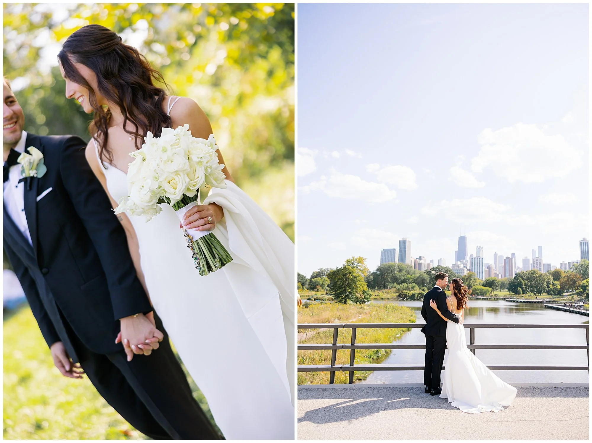  bride and groom portraits at lincoln park zoo south pond 