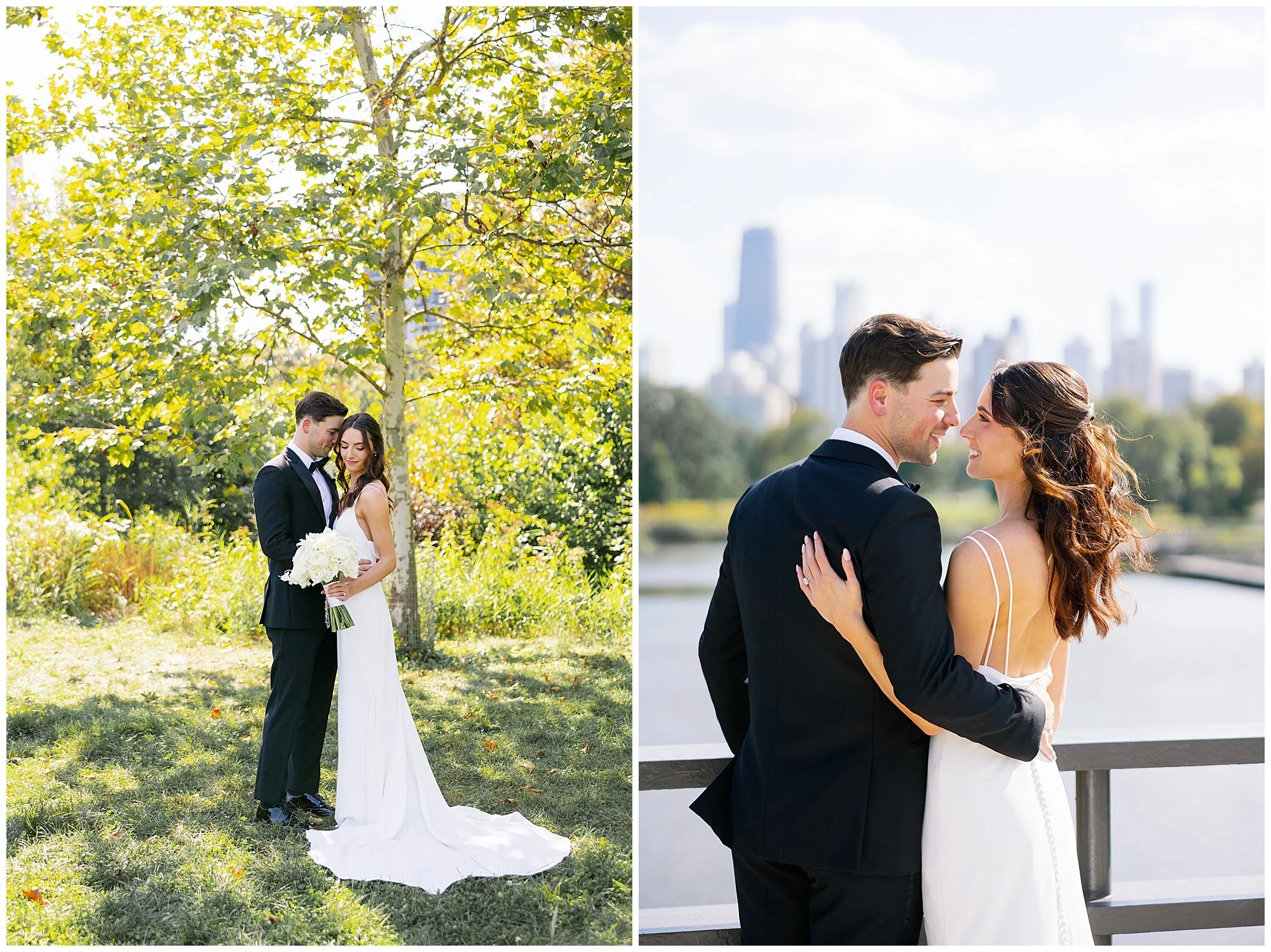  bride and groom portraits at lincoln park zoo south pond 