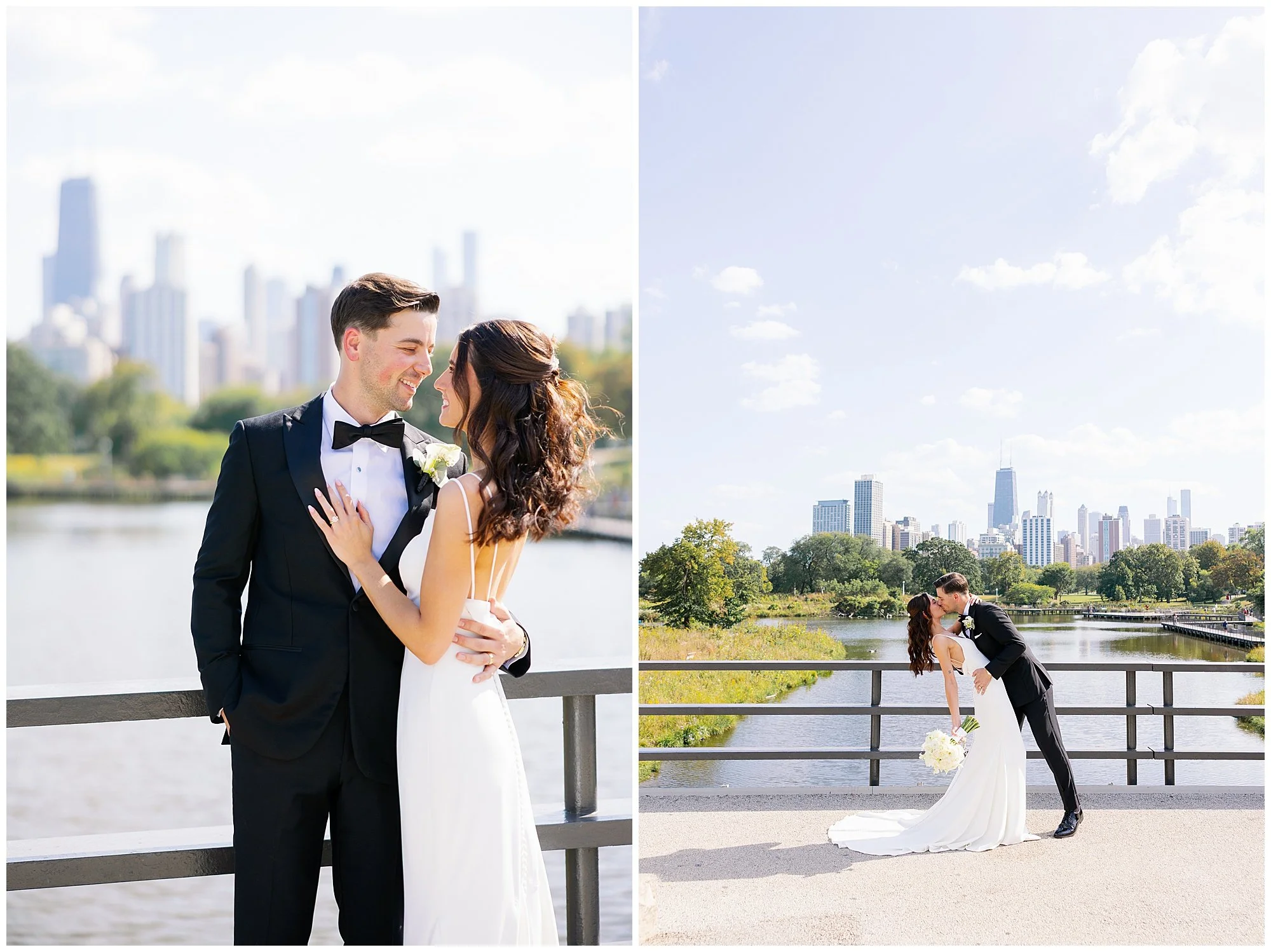  bride and groom portraits at lincoln park zoo south pond 