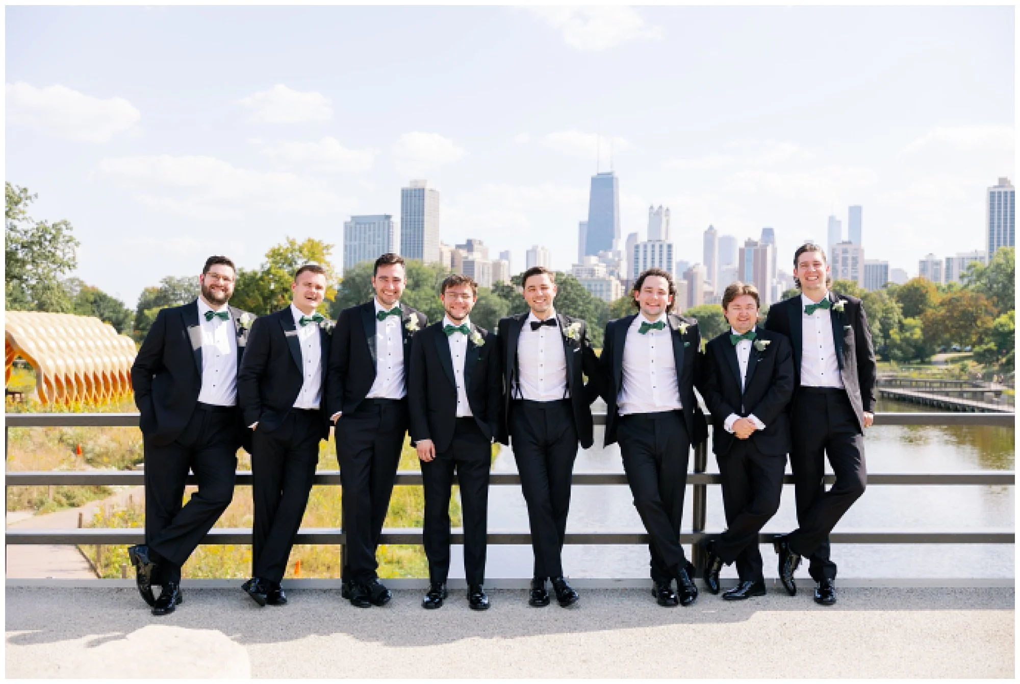  groomsmen portrait at lincoln park zoo south pond 