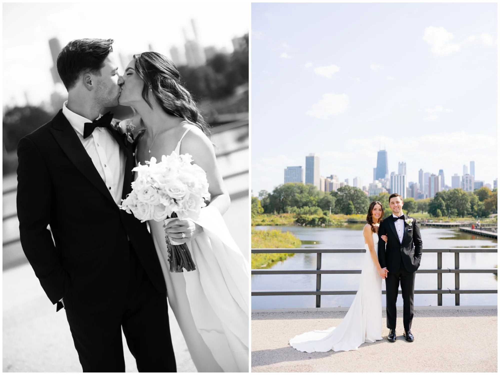  bride and groom at lincoln park zoo south pond 