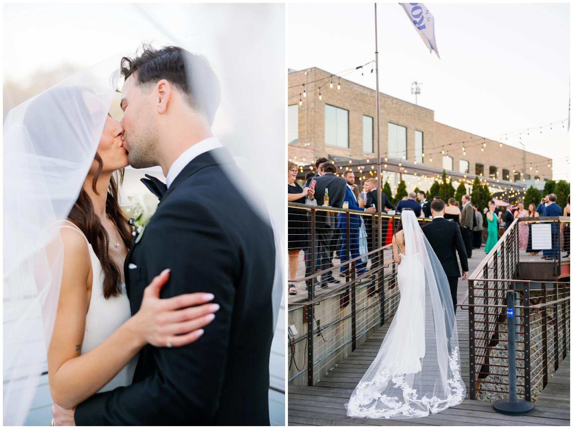  bride and groom kissing at rockwell on the river wedding 