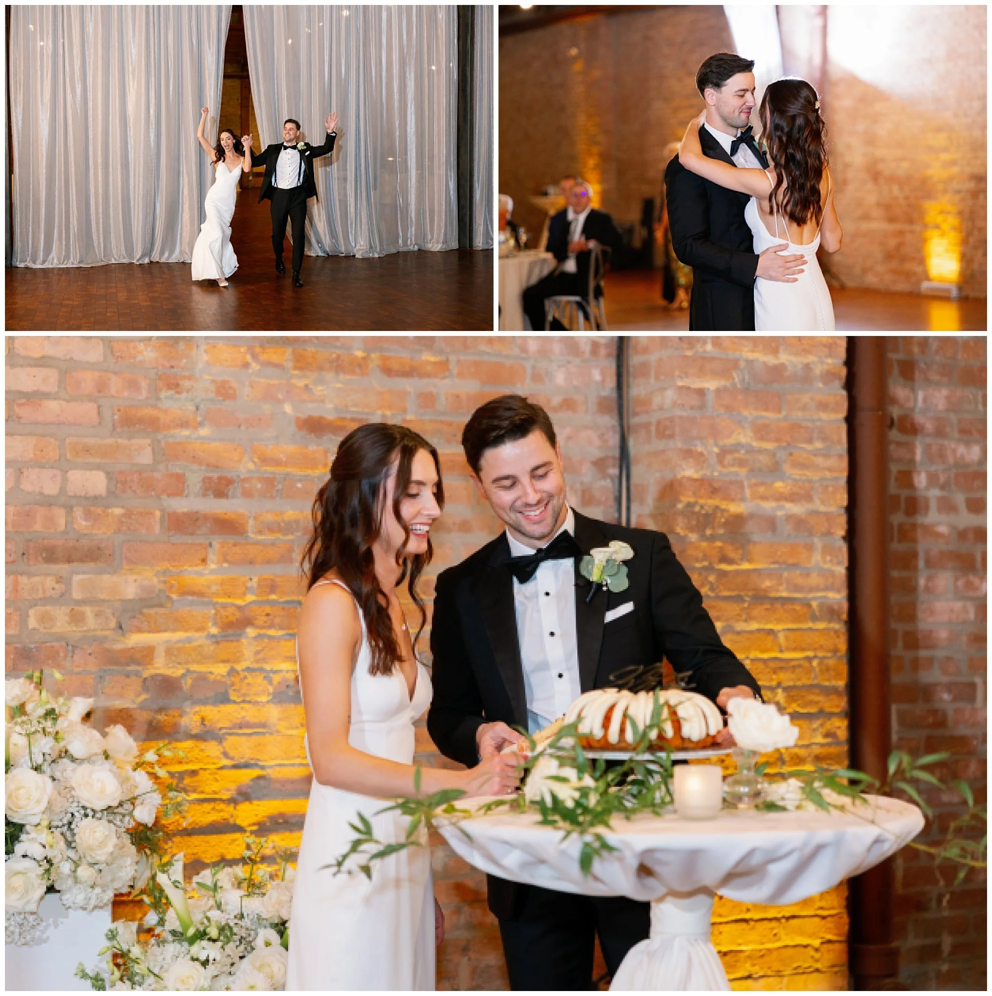  bride and groom cutting cake at rockwell on the river wedding 