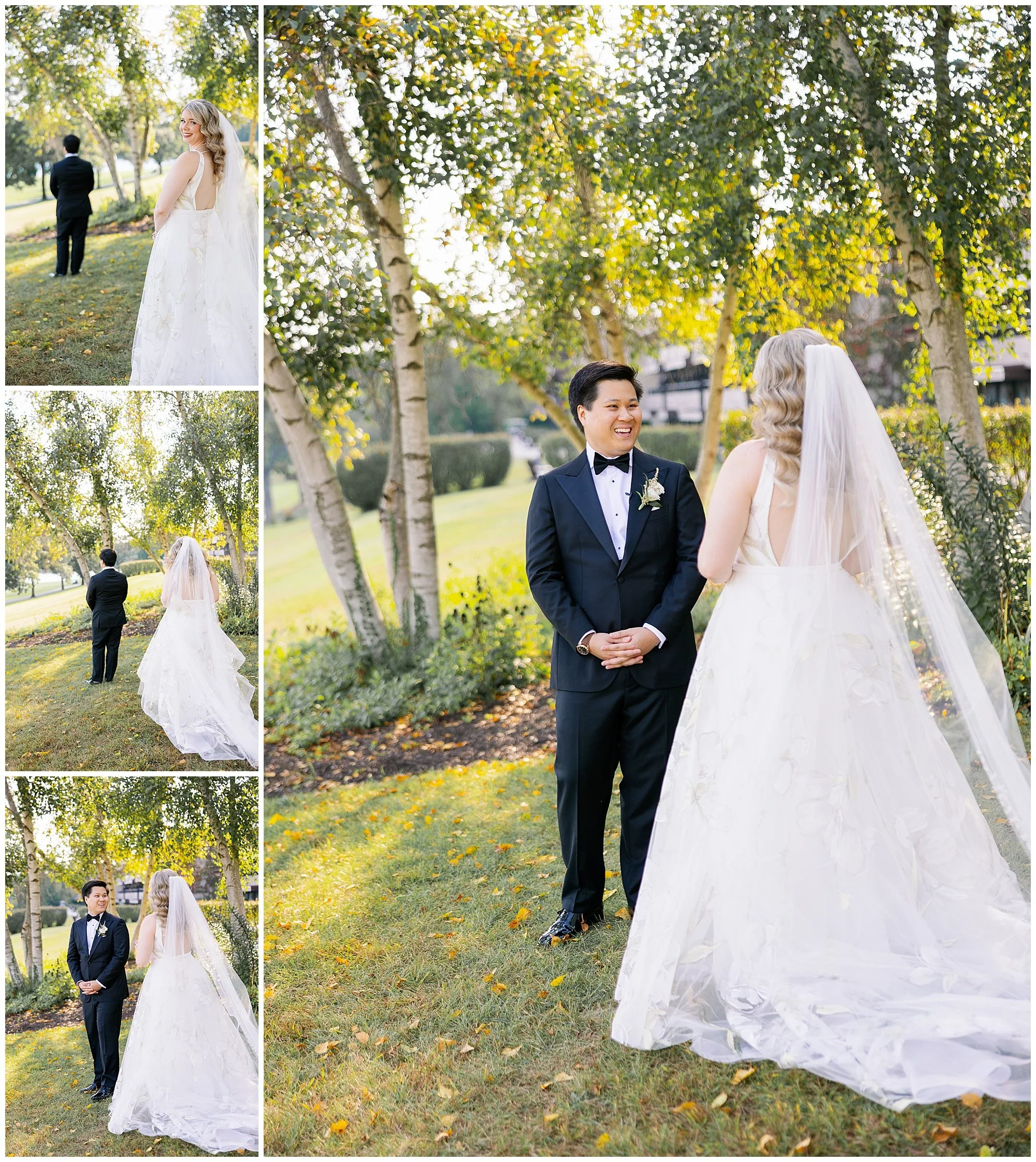  bride and groom first look at grand geneva resort lake geneva wedding 