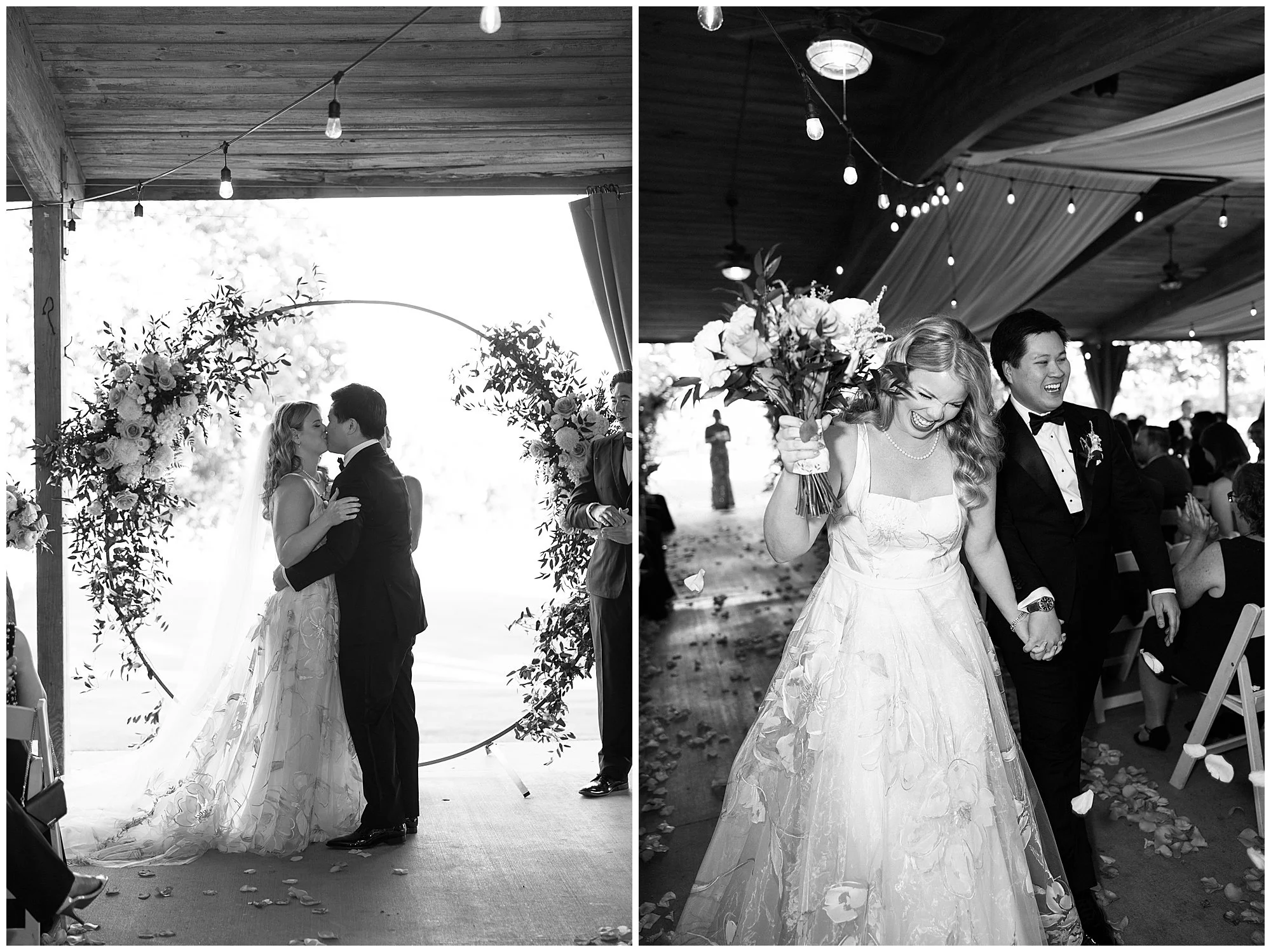  bride and groom going down aisle at grand geneva resort lake geneva wedding 