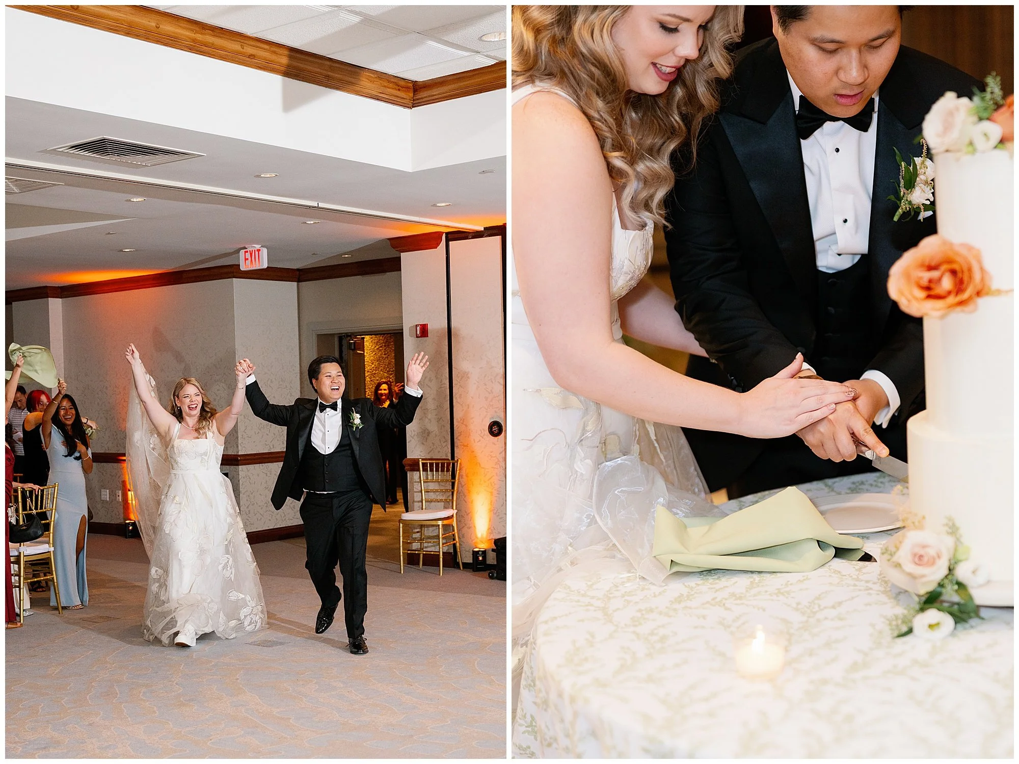  bride and groom walking into reception at grand geneva resort lake geneva wedding 