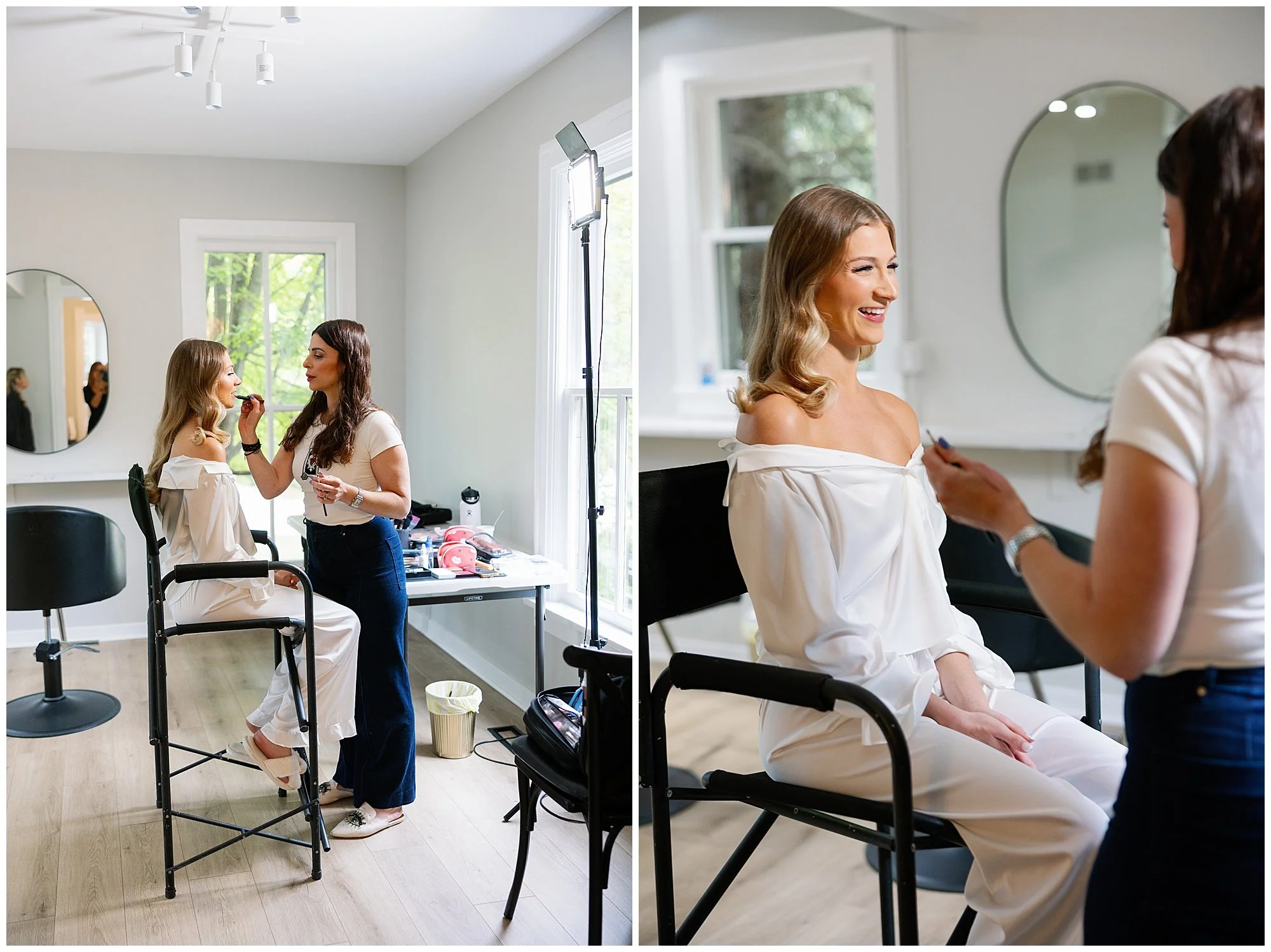  bride getting hair and makeup done at  Mesón Sabika wedding  