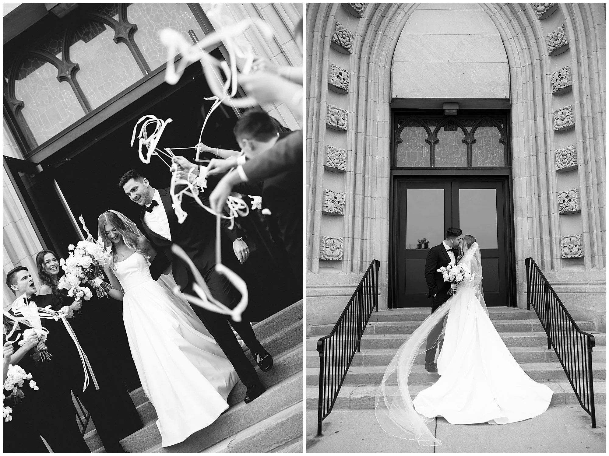  bride and groom exiting church for  Mesón Sabika wedding  