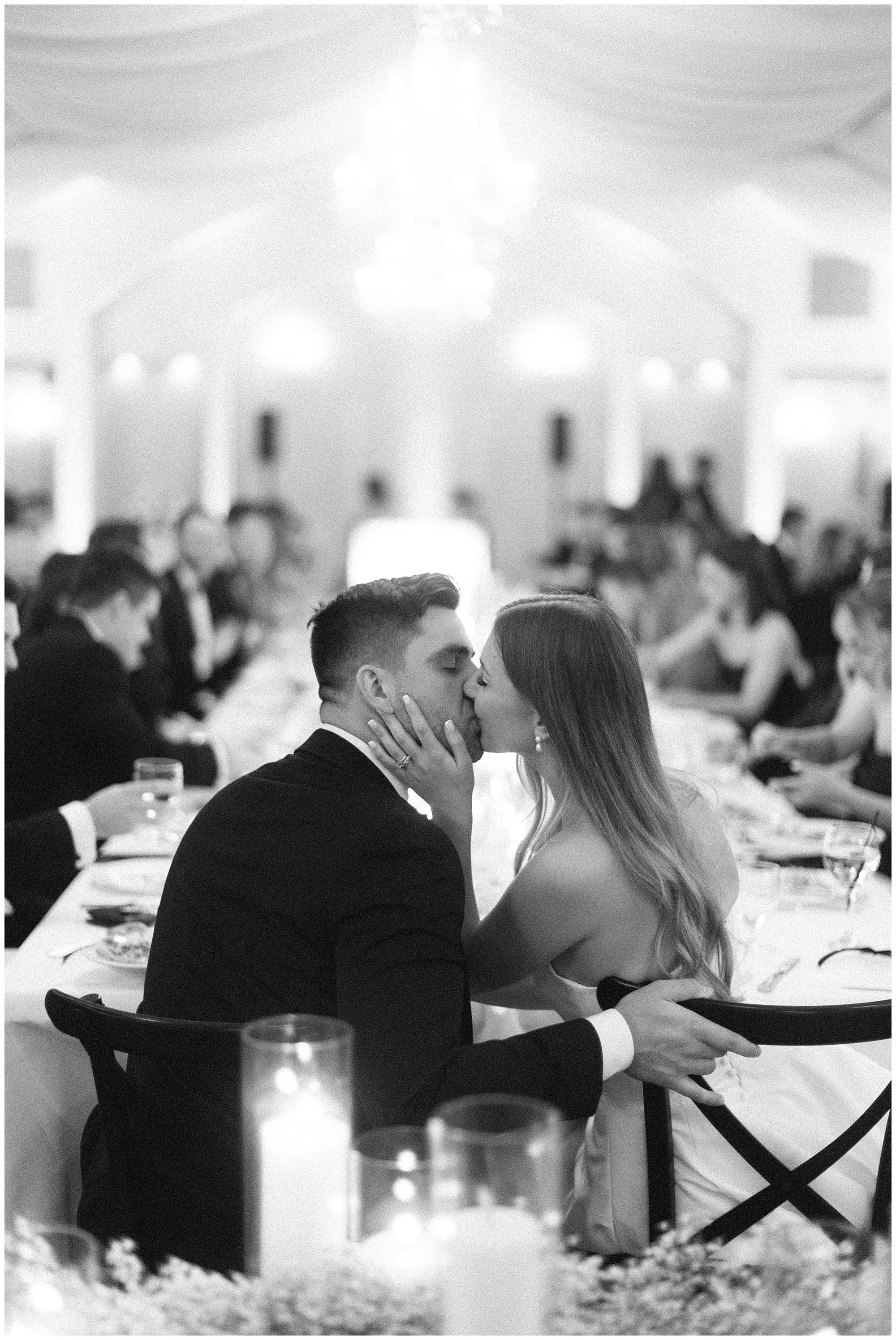  bride and groom at reception table at  Mesón Sabika wedding  