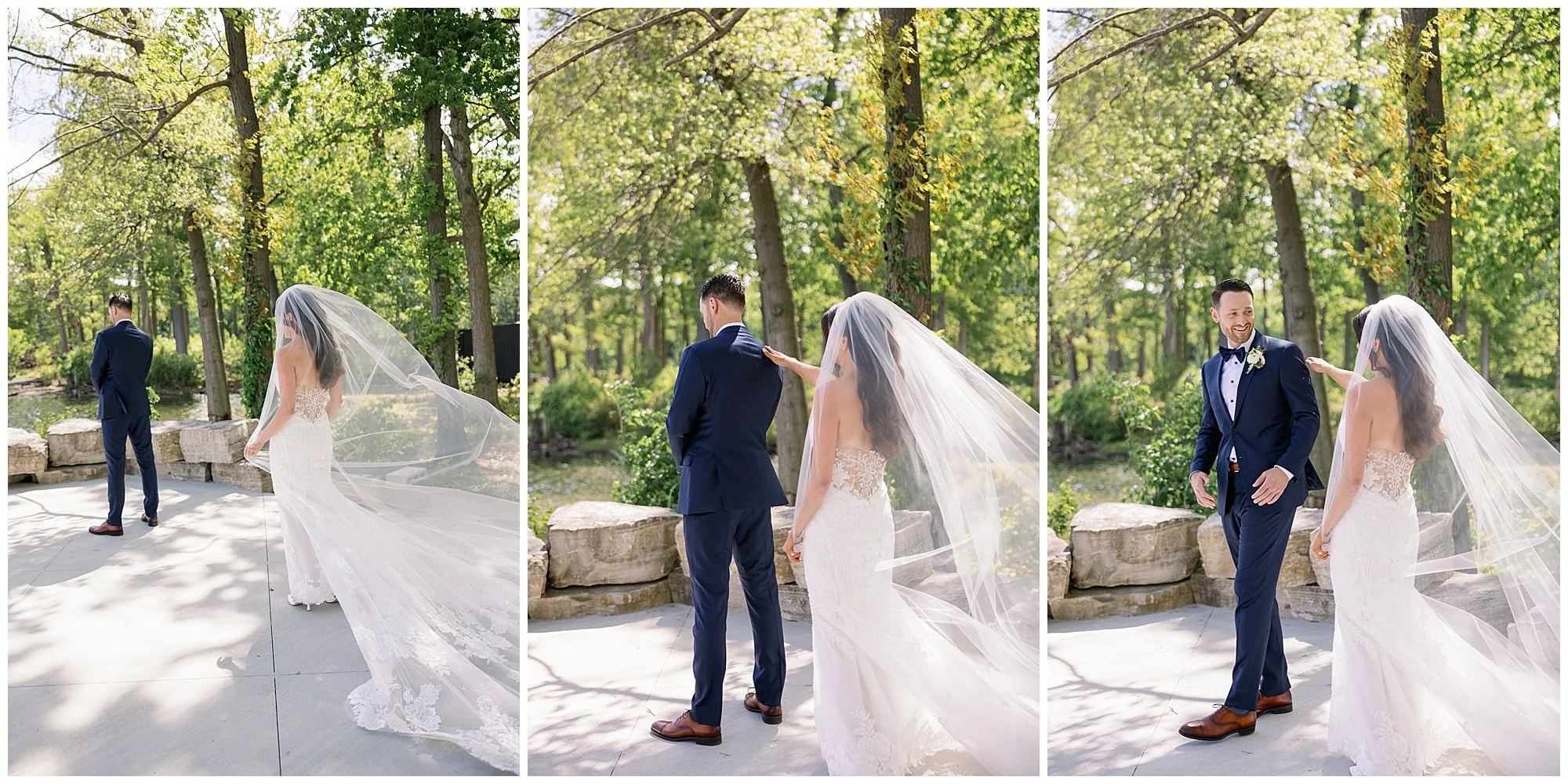  allure on the lake bride and groom first look 