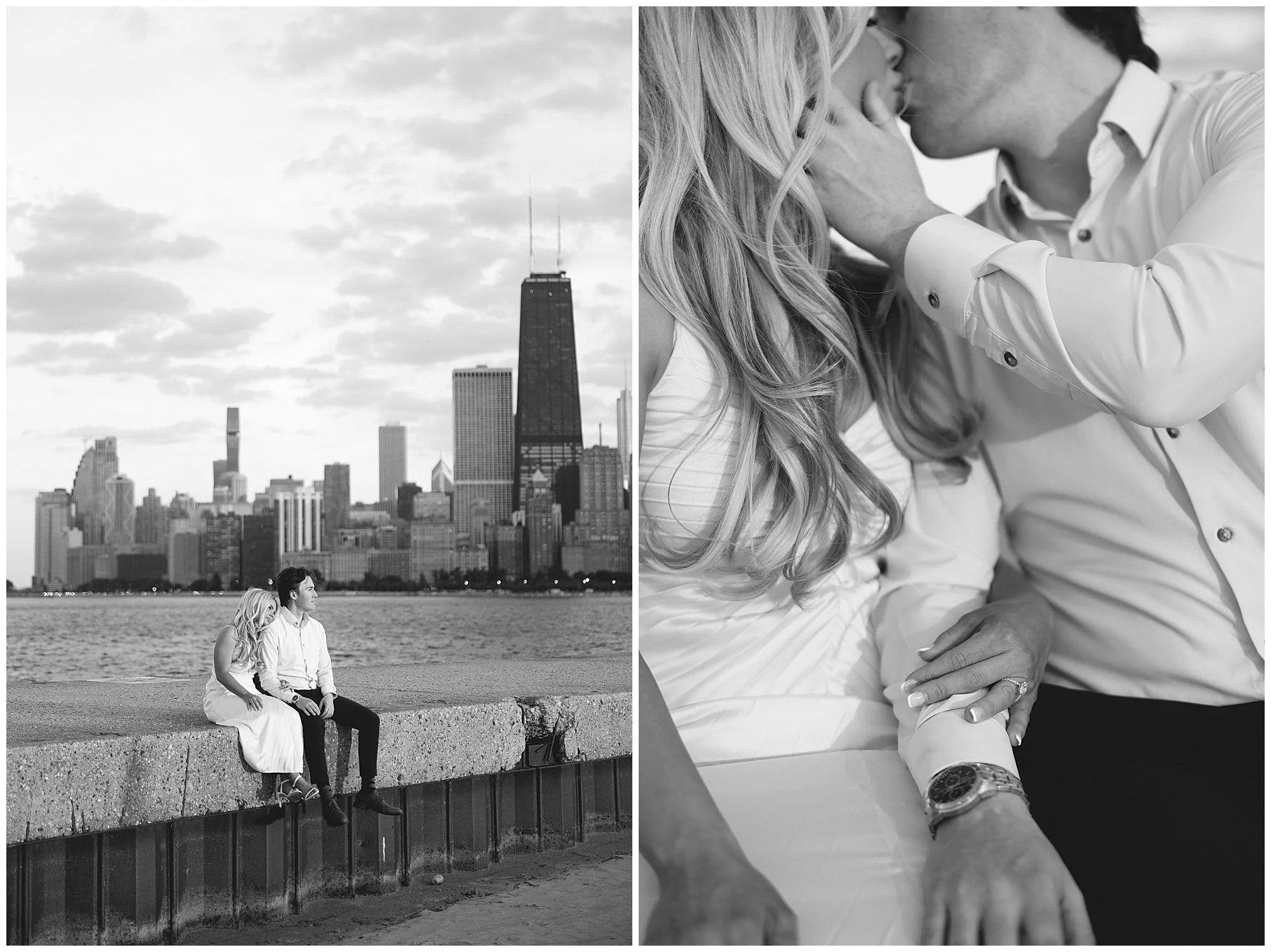  couple kissing at north ave beach engagement photos 