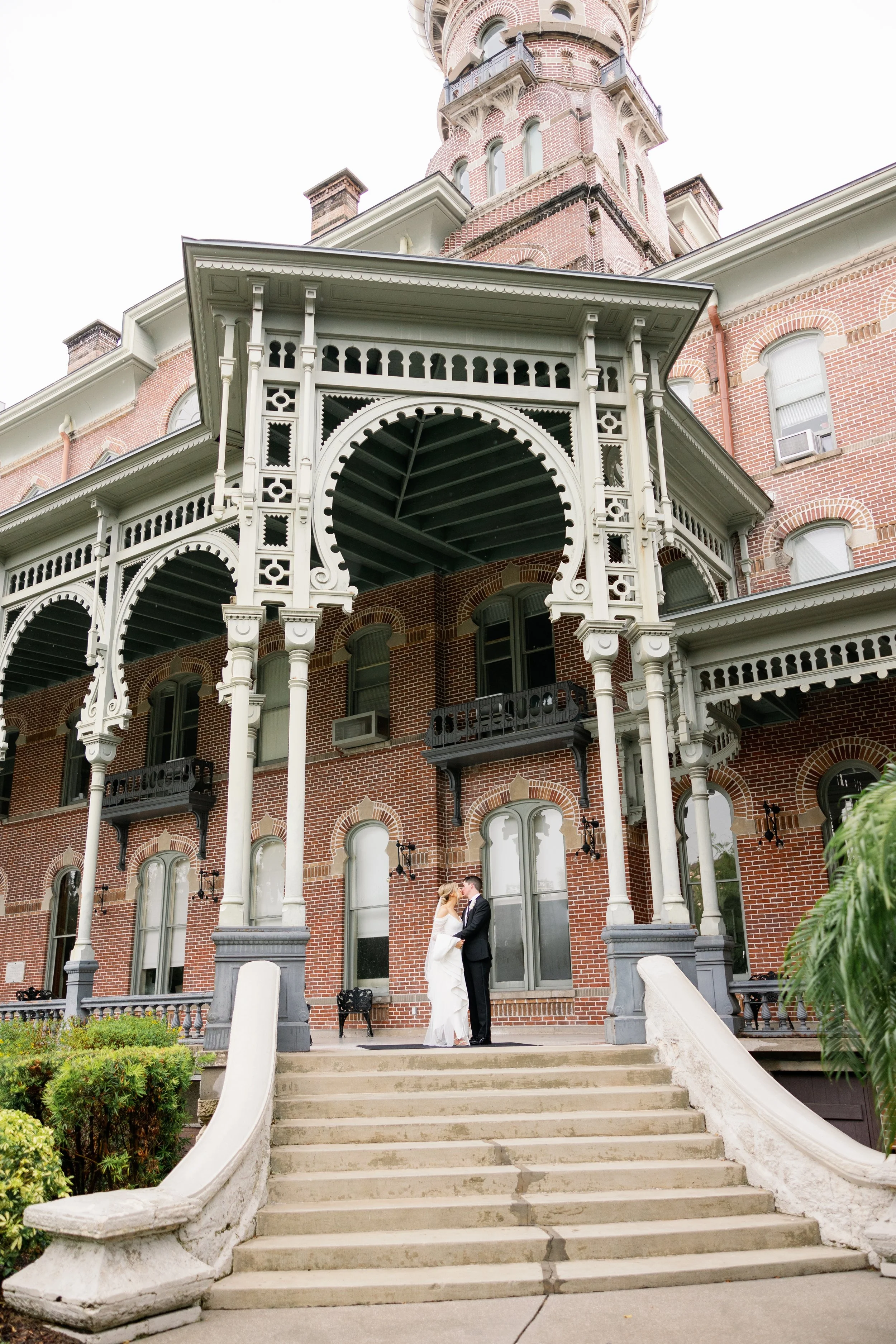 bride and groom portrait at the university of tampa