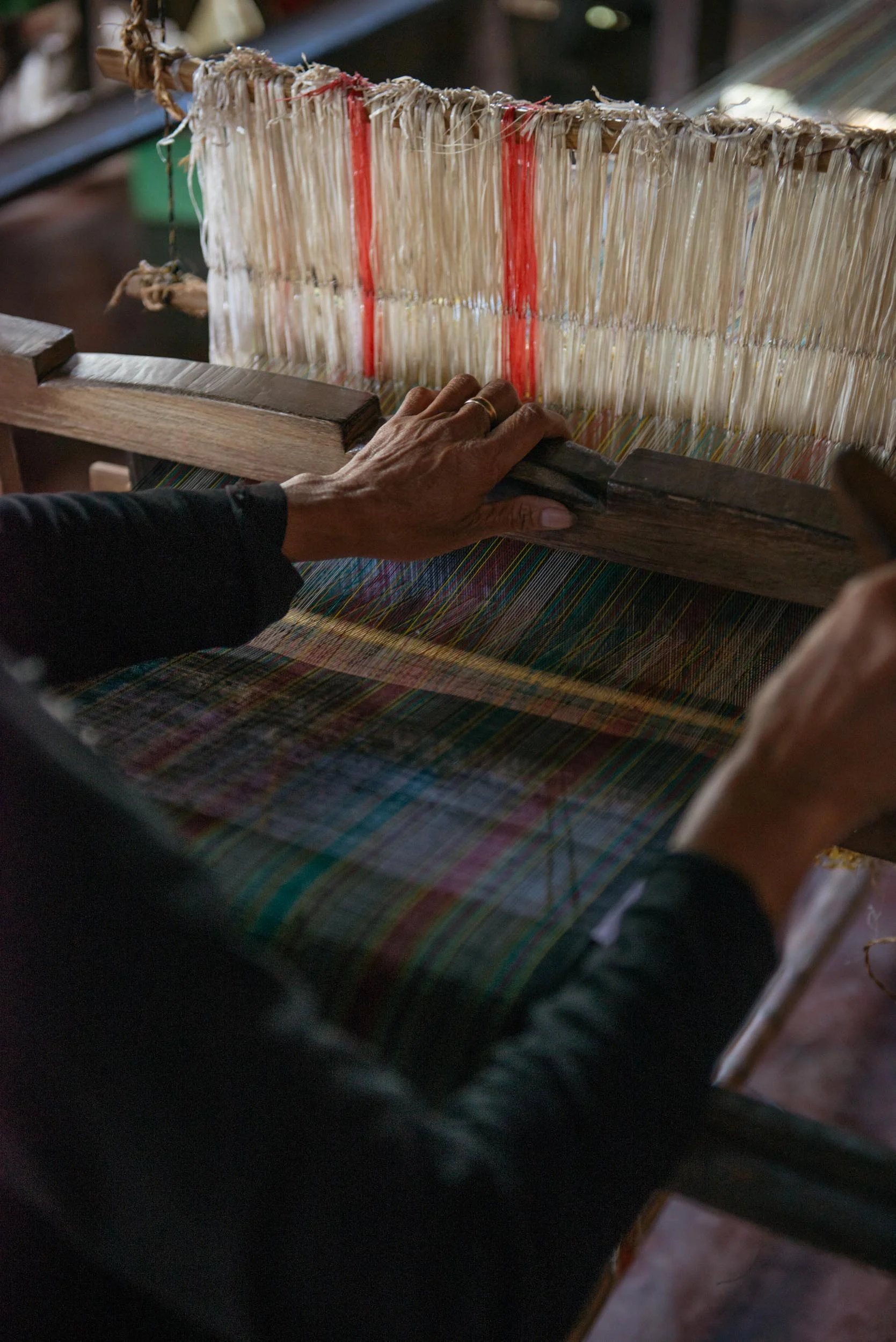 Class A’s process doesn’t stop in the weaving. It is further polished and waxed. The paglilimpyo or cleaning of the finished Hinabol involves cutting excess thread on the surface of the textile, waxing itwith beeswax, and lastly ironing with bayukong or a shell for a shiny and smooth finish. Class A Hinabol textiles are sold by the Sunflower Organization to different small and big entrepreneurs around Bukidnon, Cagayan de Oro, Manila, and even international countries. 