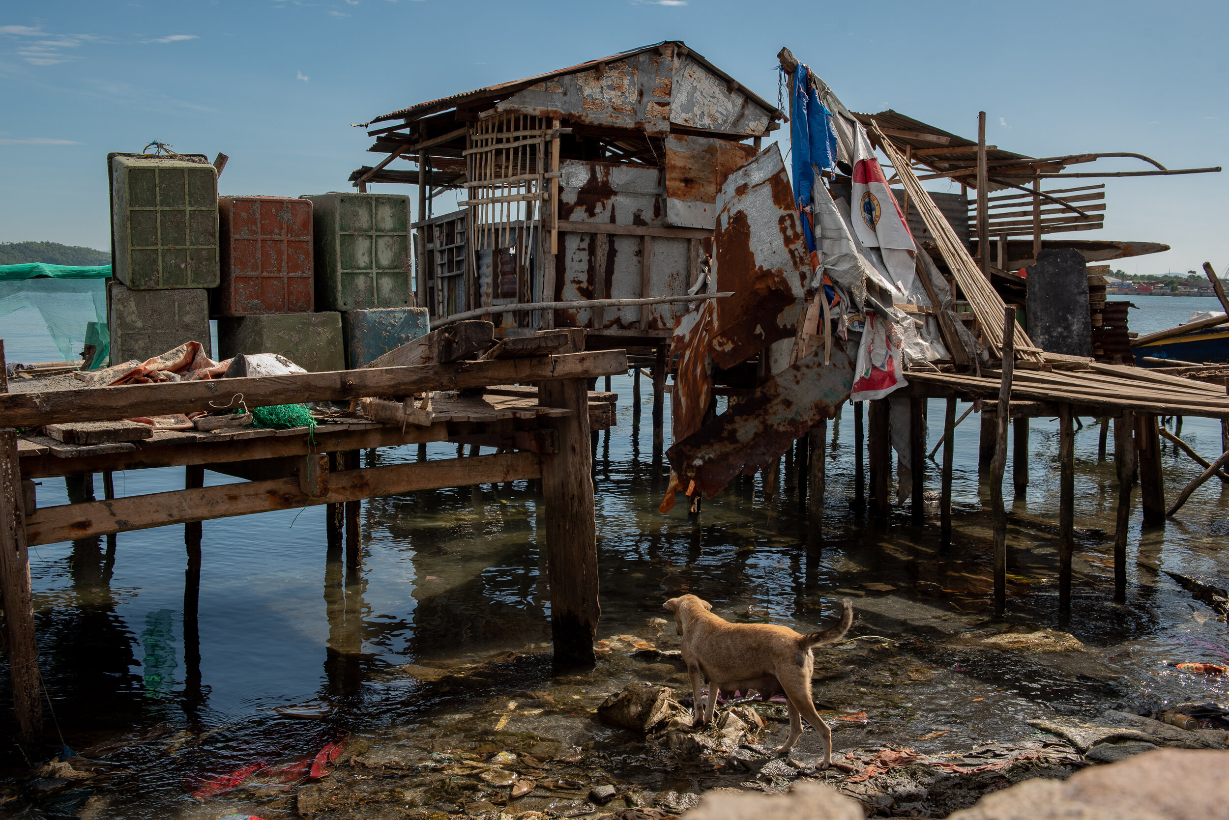  A makeshift home stands on stilts along the shores of Barangay Anibong, Tacloban City, Leyte. 