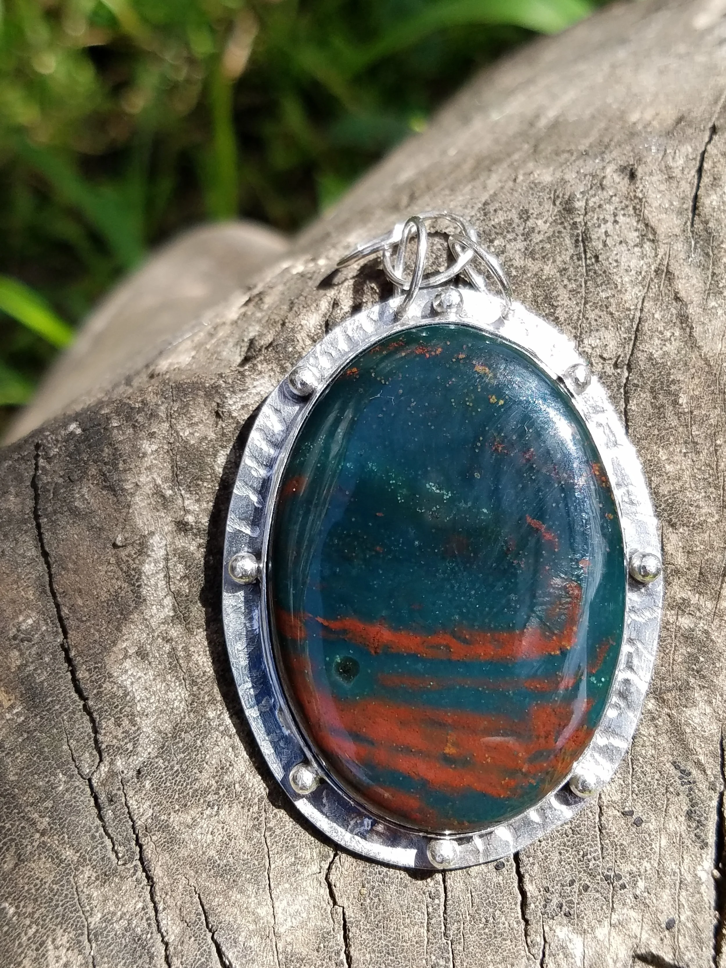 Sterling Silver Bloodstone Pendant — Twisted Willow