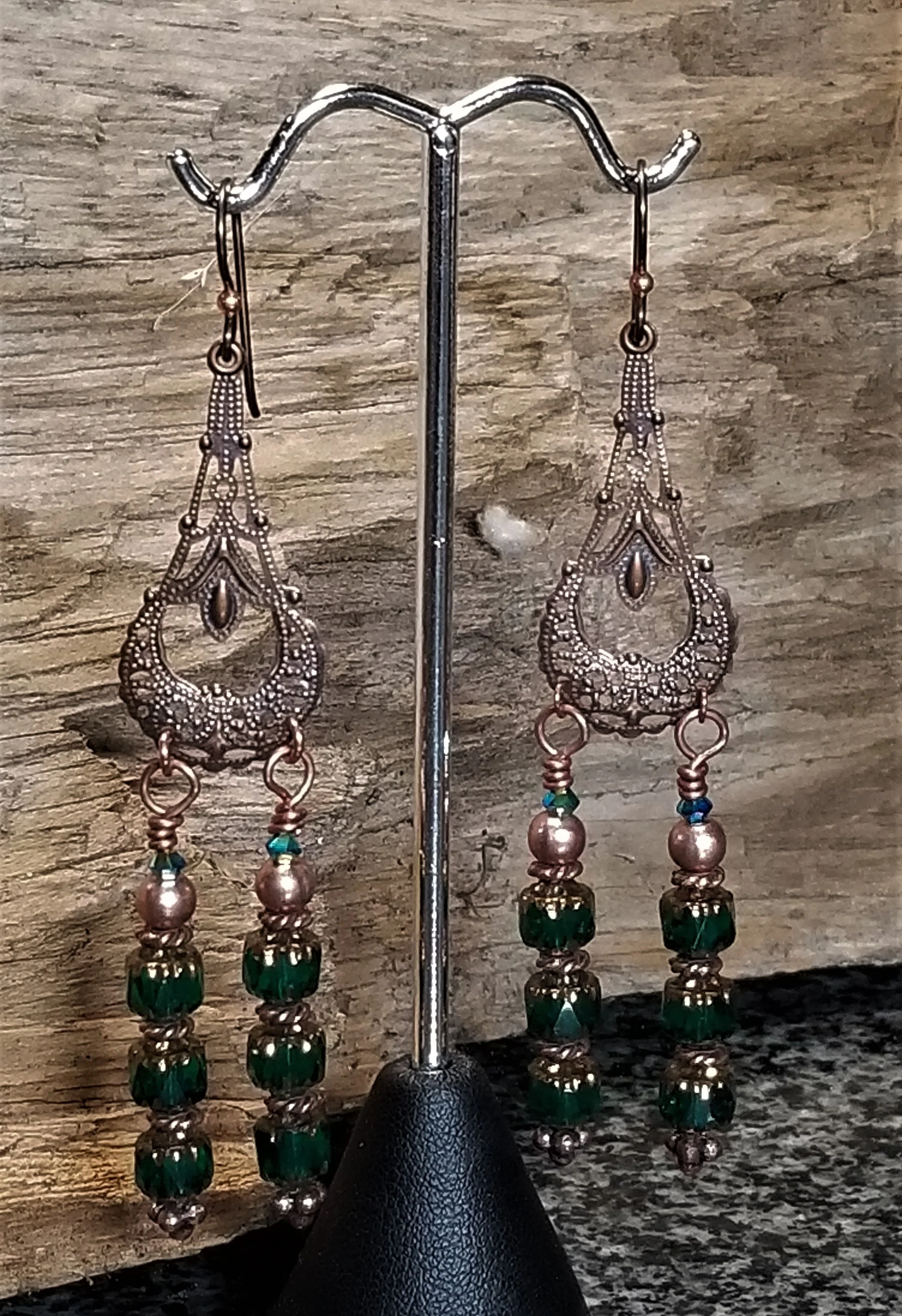 Copper Chandelier and Cathedral glass