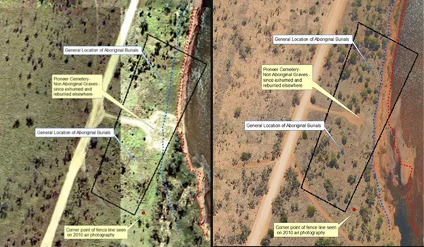 Fitzroy Crossing burial sites 2001 & 2016 – the receding river bank - DPLH