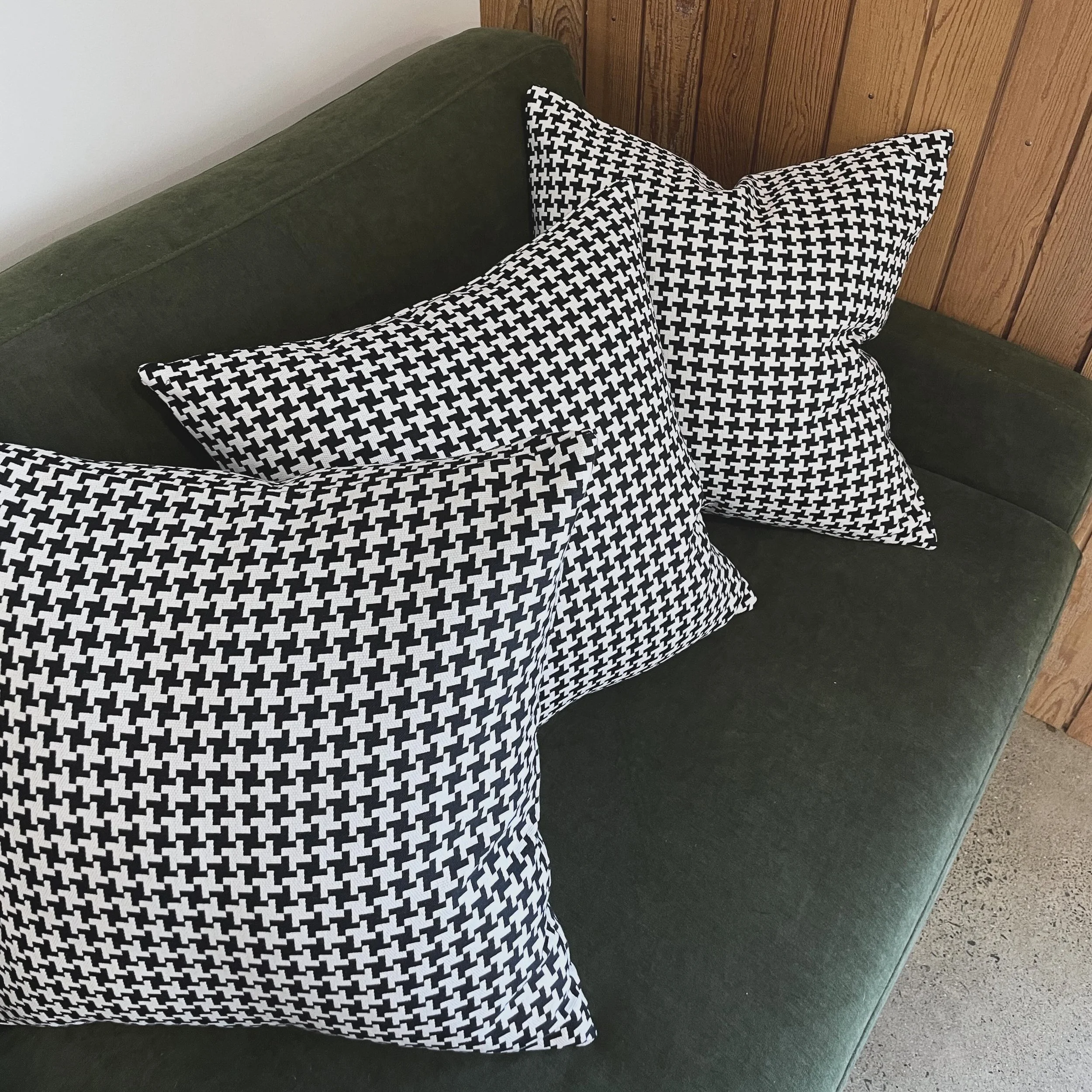 Cushions ready for delivery to @smyd.nz 🖤🤍 This local life is a good one&hellip;.fabric supplied by us, passed on to @makeandmendnz at a school drop off, covers whipped up and delivered back at another school pick up, stuffed here in my studio and 