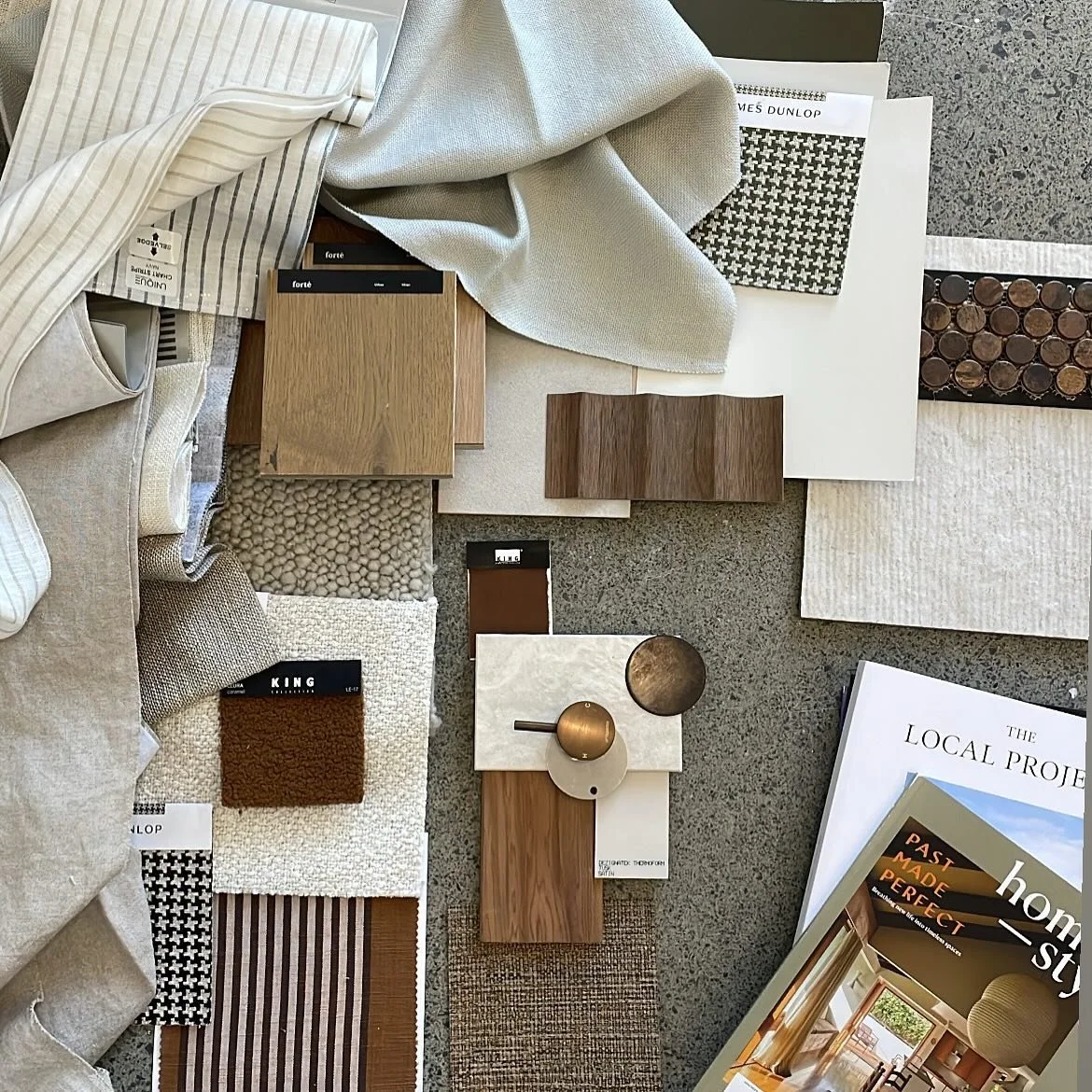 On the studio floor this week in preparation for presentation today. A local renovation of an expansive but charming family home, nestled into the hills with stunning views of our beautiful coast 🤎
