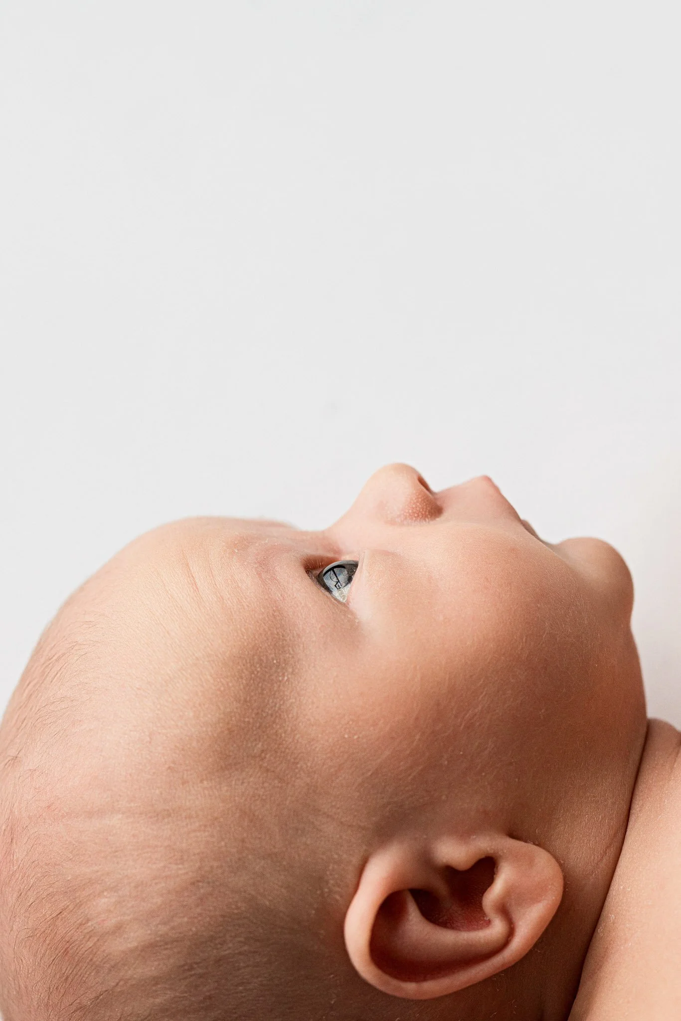 Minimal Newborn Portrait – Close-Up Baby Profile in Studio Light